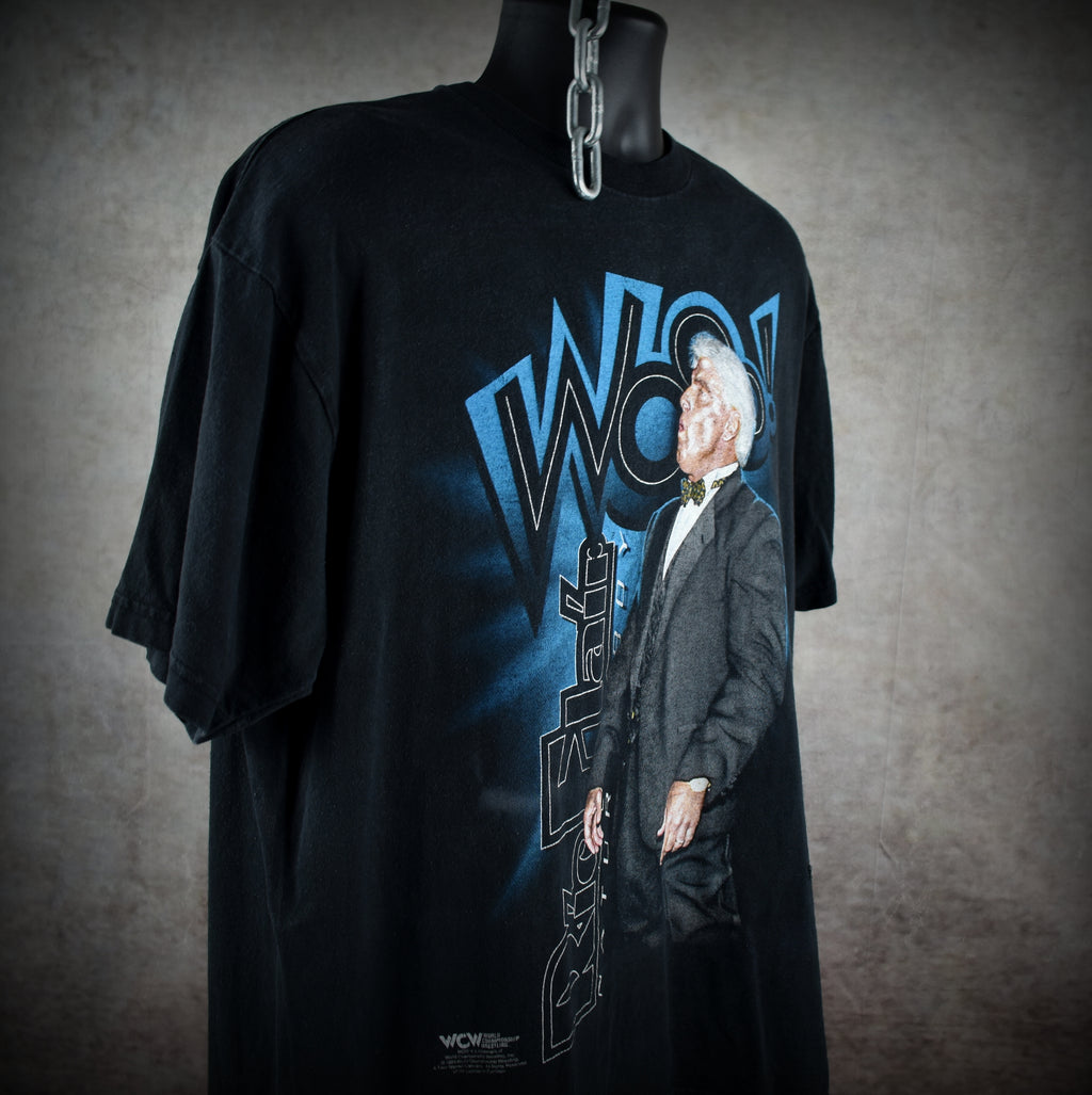 1999 ric flair vintage wooo! iconic nature boy 90s wcw four horsemen wrestler promo t-shirt