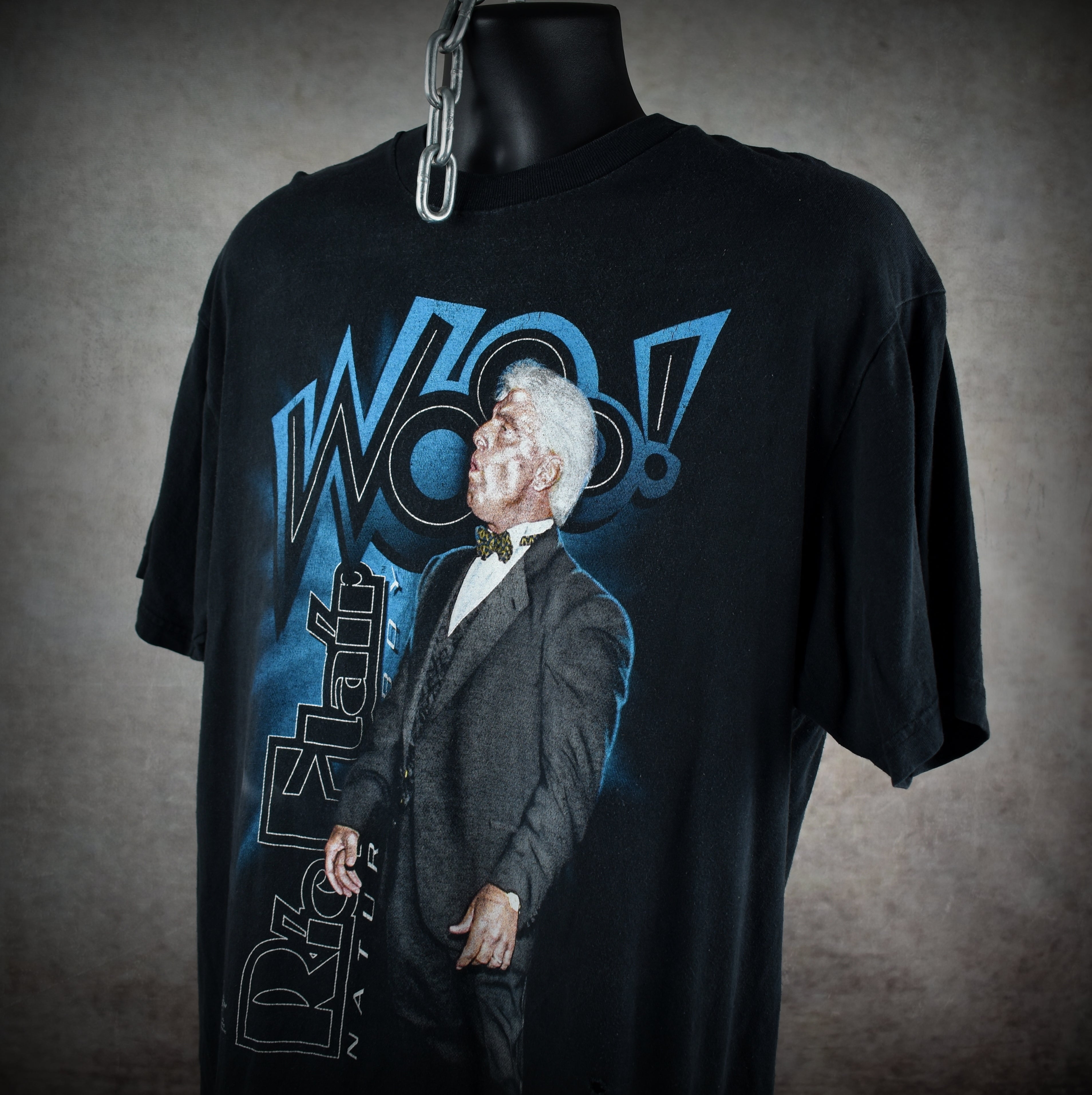1999 ric flair vintage wooo! iconic nature boy 90s wcw four horsemen wrestler promo t-shirt