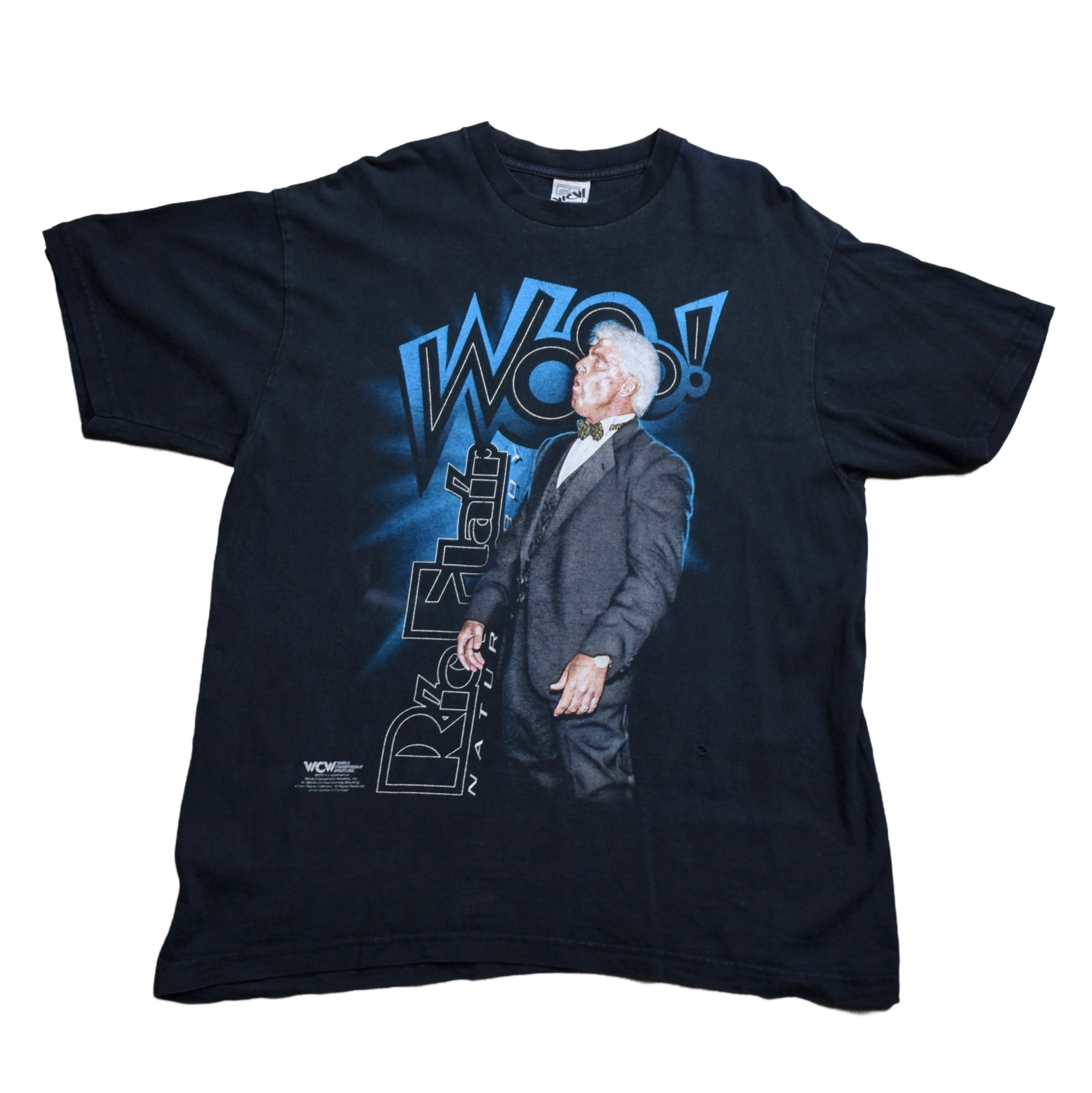 1999 ric flair vintage wooo! iconic nature boy 90s wcw four horsemen wrestler promo t-shirt