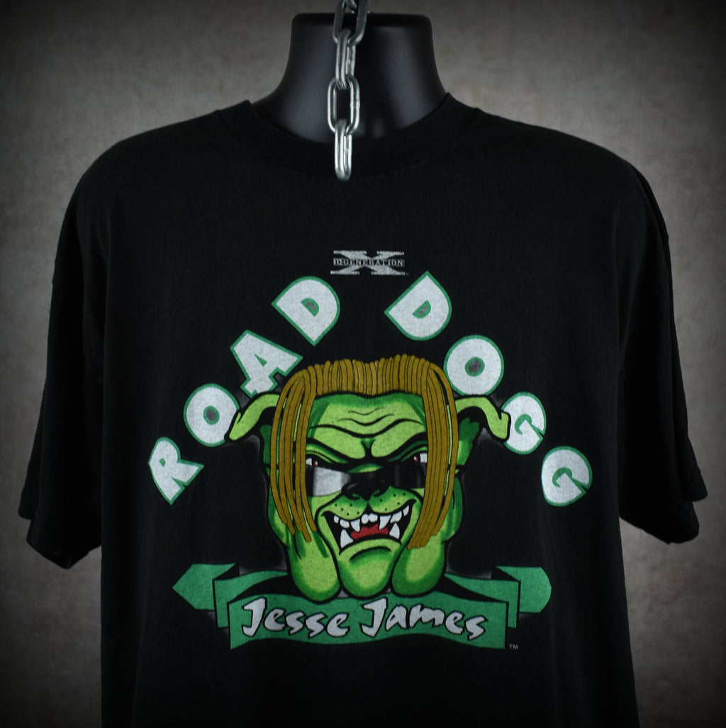1998 the road dogg jesse james vintage d-generation x / new age outlaws 90s wwf wrestler promo t-shirt