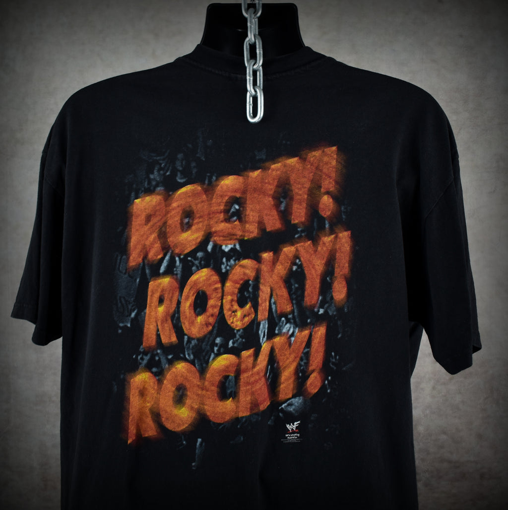 1998 the rock vintage rocky maivia 90s wwf pop culture wrestling icon promo t-shirt