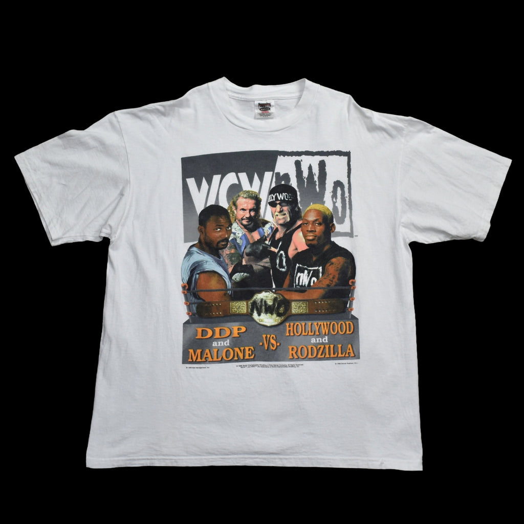 1998 wcw bash at the beach vintage rodzilla + hollywood hogan vs karl malone + ddp 90s wrestling pay-per-view promo t-shirt