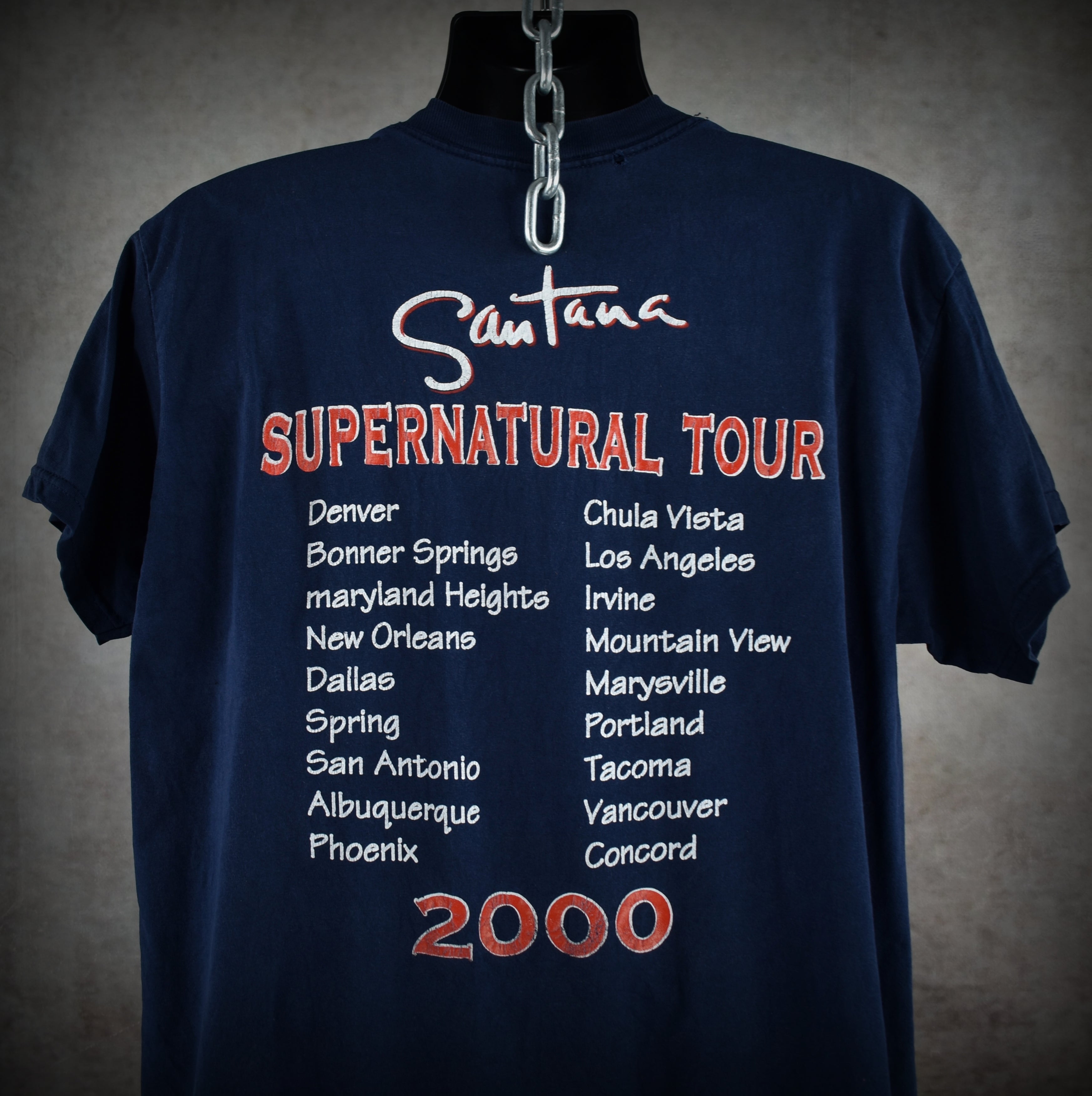 2000 santana vintage smooth era y2k classic rock bootleg concert supernatural tour t-shirt