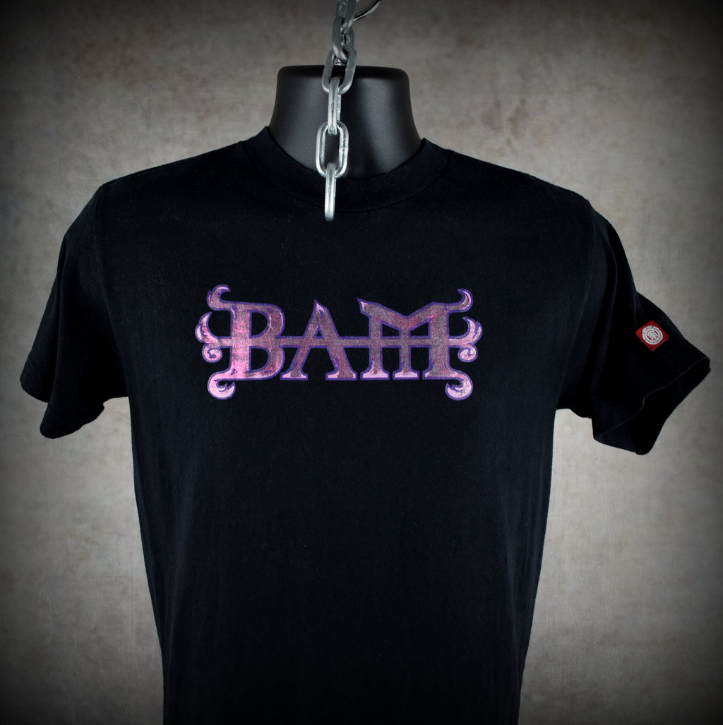 2000s bam margera vintage viva la bam era metallic pink heartagram element skateboards promo t-shirt