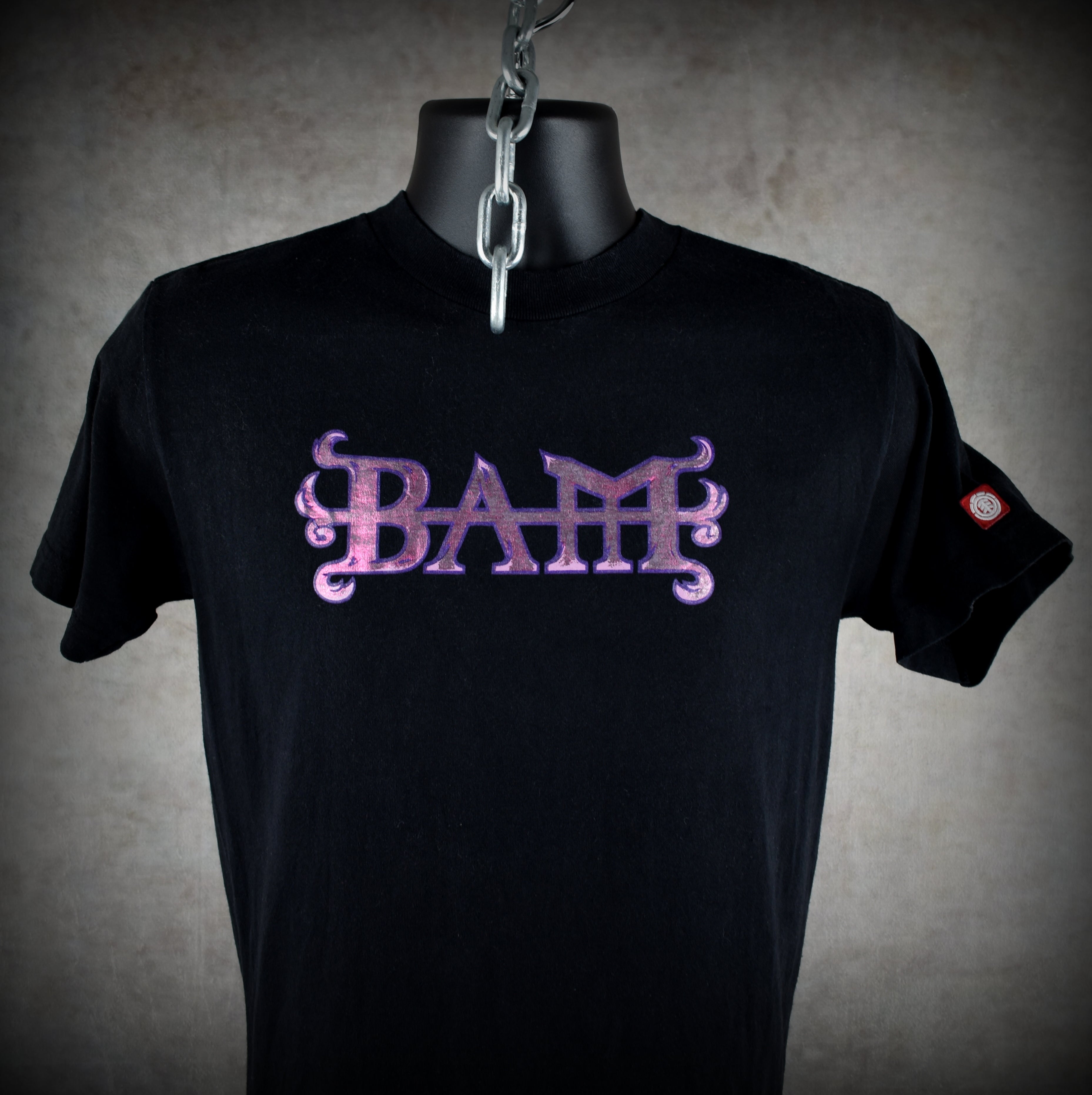 2000s bam margera vintage viva la bam era metallic pink heartagram element skateboards promo t-shirt