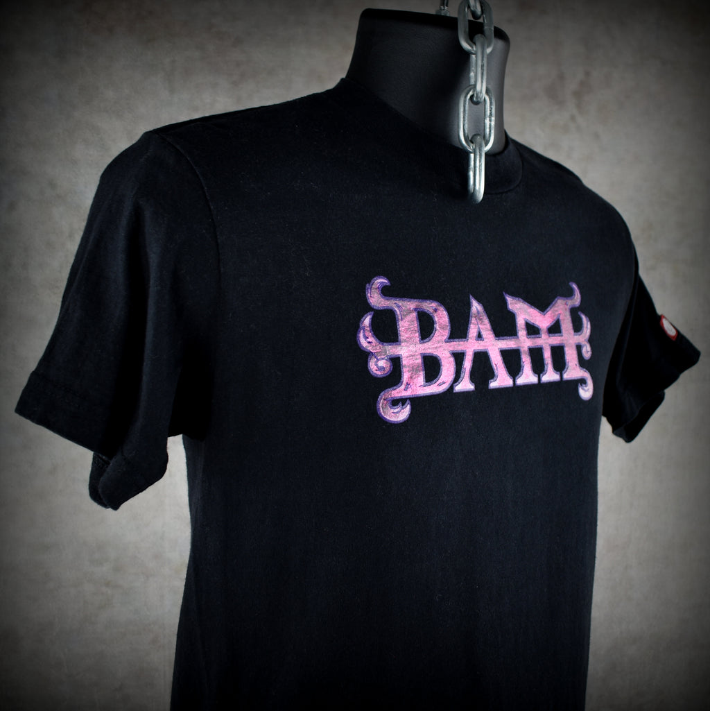 2000s bam margera vintage viva la bam era metallic pink heartagram element skateboards promo t-shirt