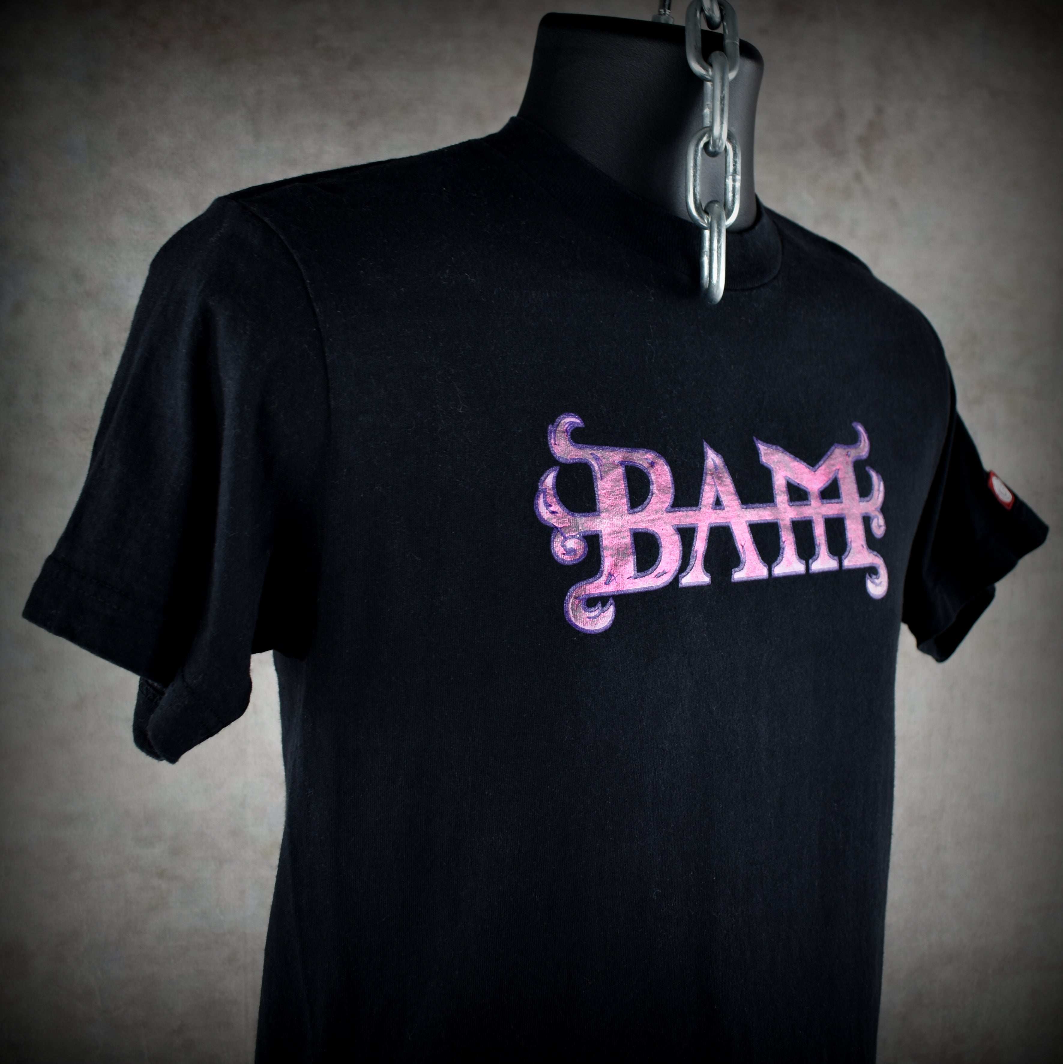 2000s bam margera vintage viva la bam era metallic pink heartagram element skateboards promo t-shirt