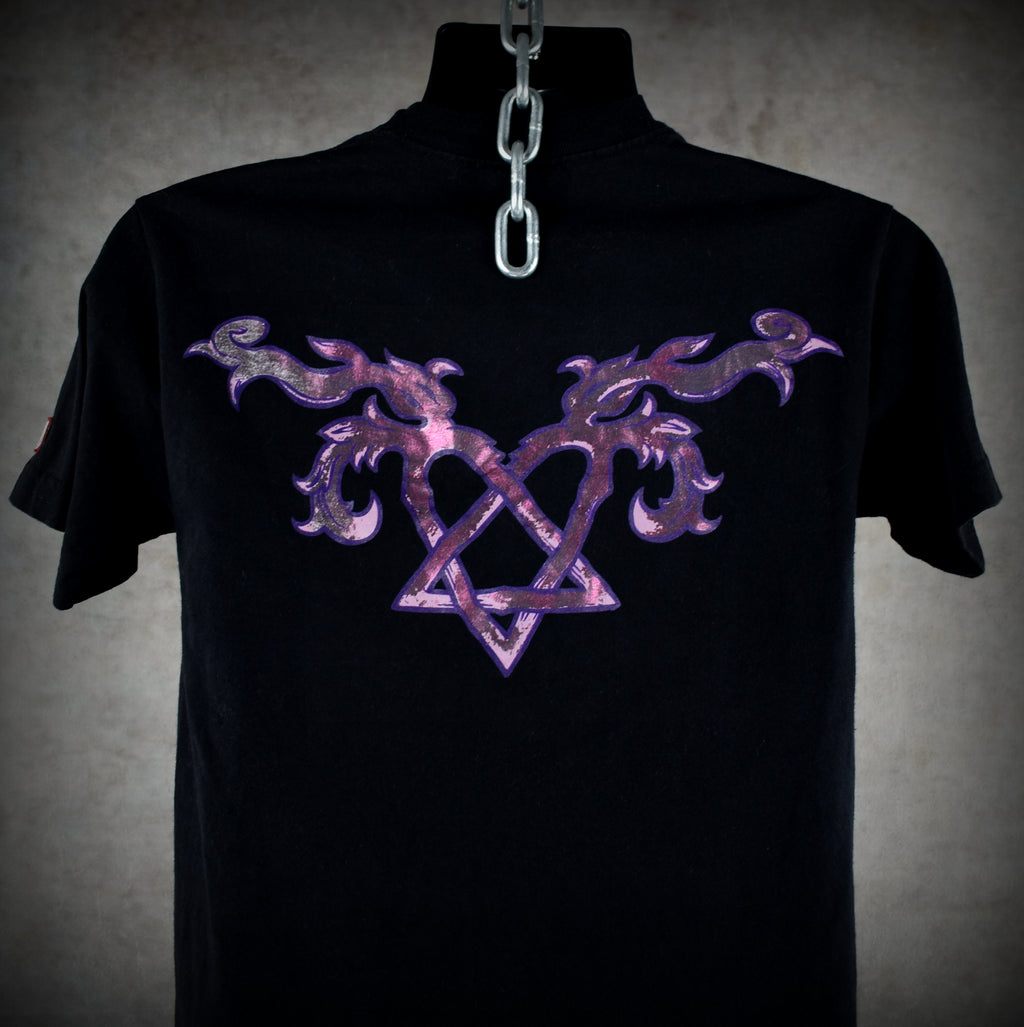 2000s bam margera vintage viva la bam era metallic pink heartagram element skateboards promo t-shirt