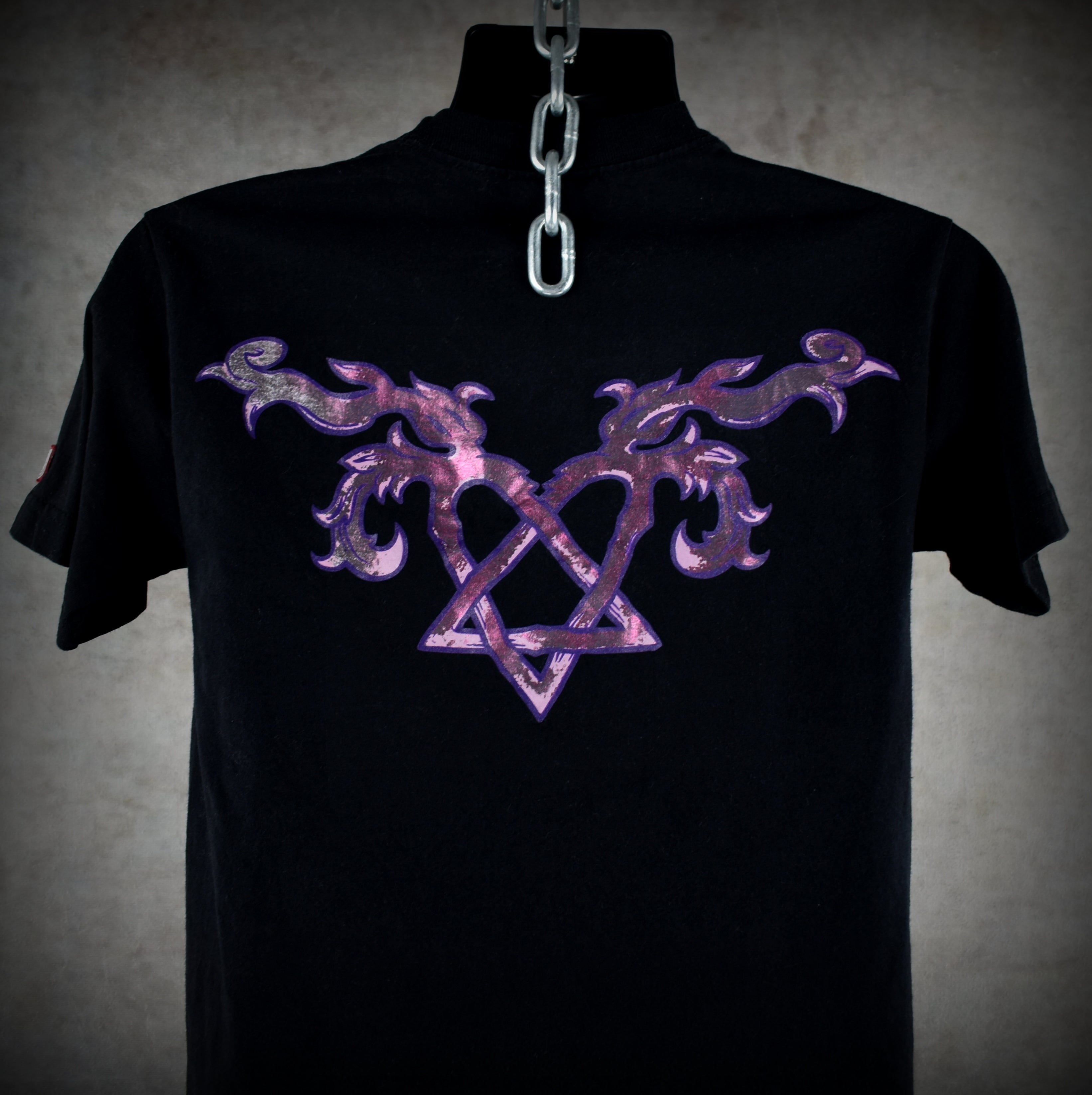 2000s bam margera vintage viva la bam era metallic pink heartagram element skateboards promo t-shirt