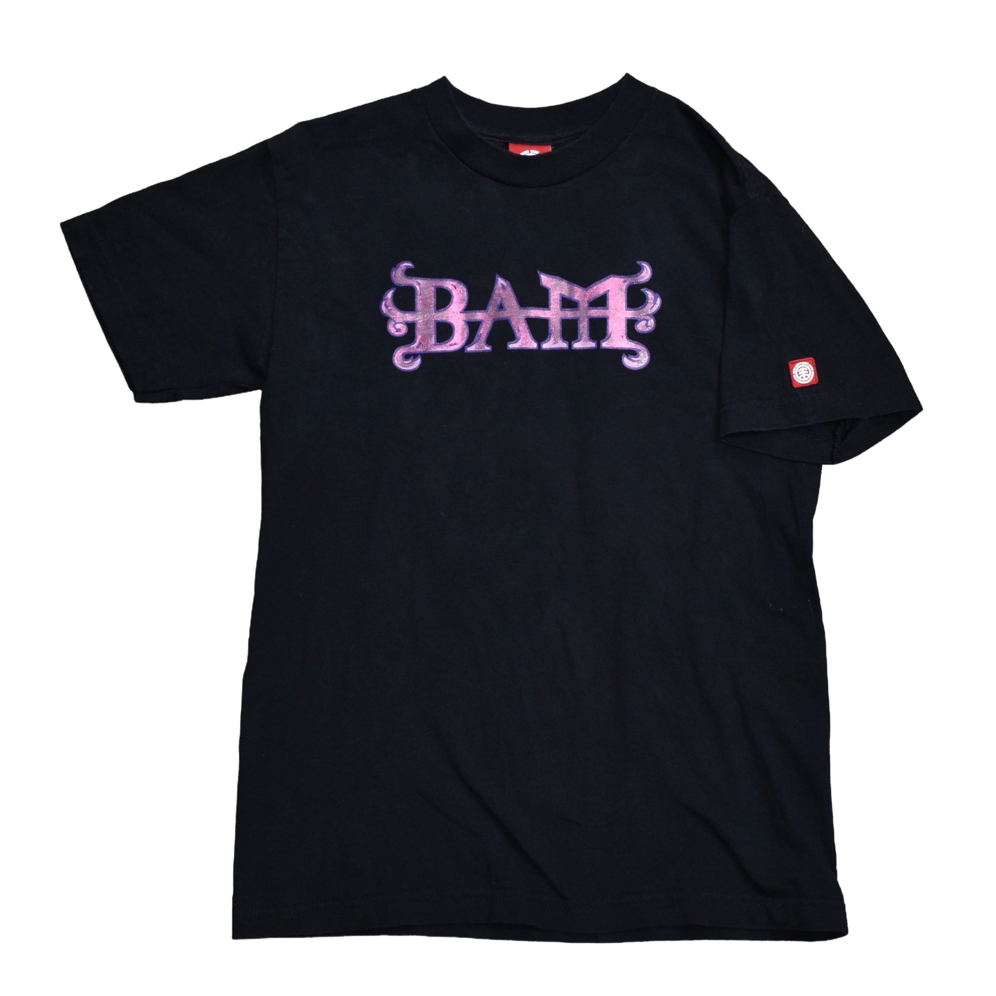 2000s bam margera vintage viva la bam era metallic pink heartagram element skateboards promo t-shirt