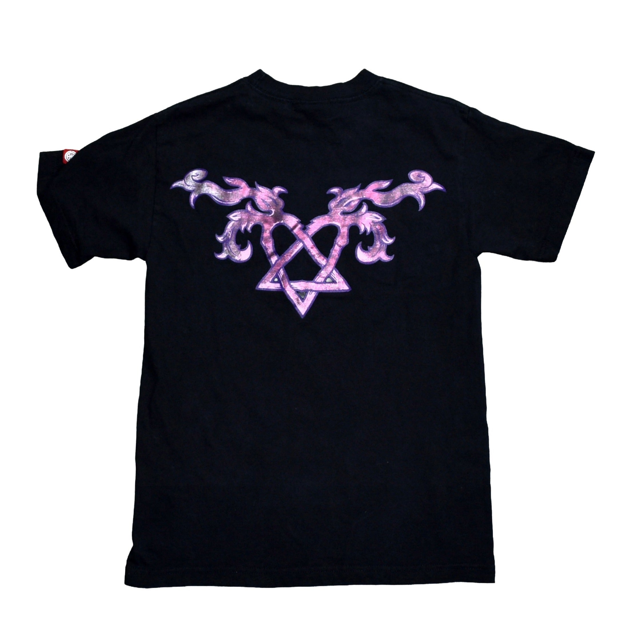 2000s bam margera vintage viva la bam era metallic pink heartagram element skateboards promo t-shirt