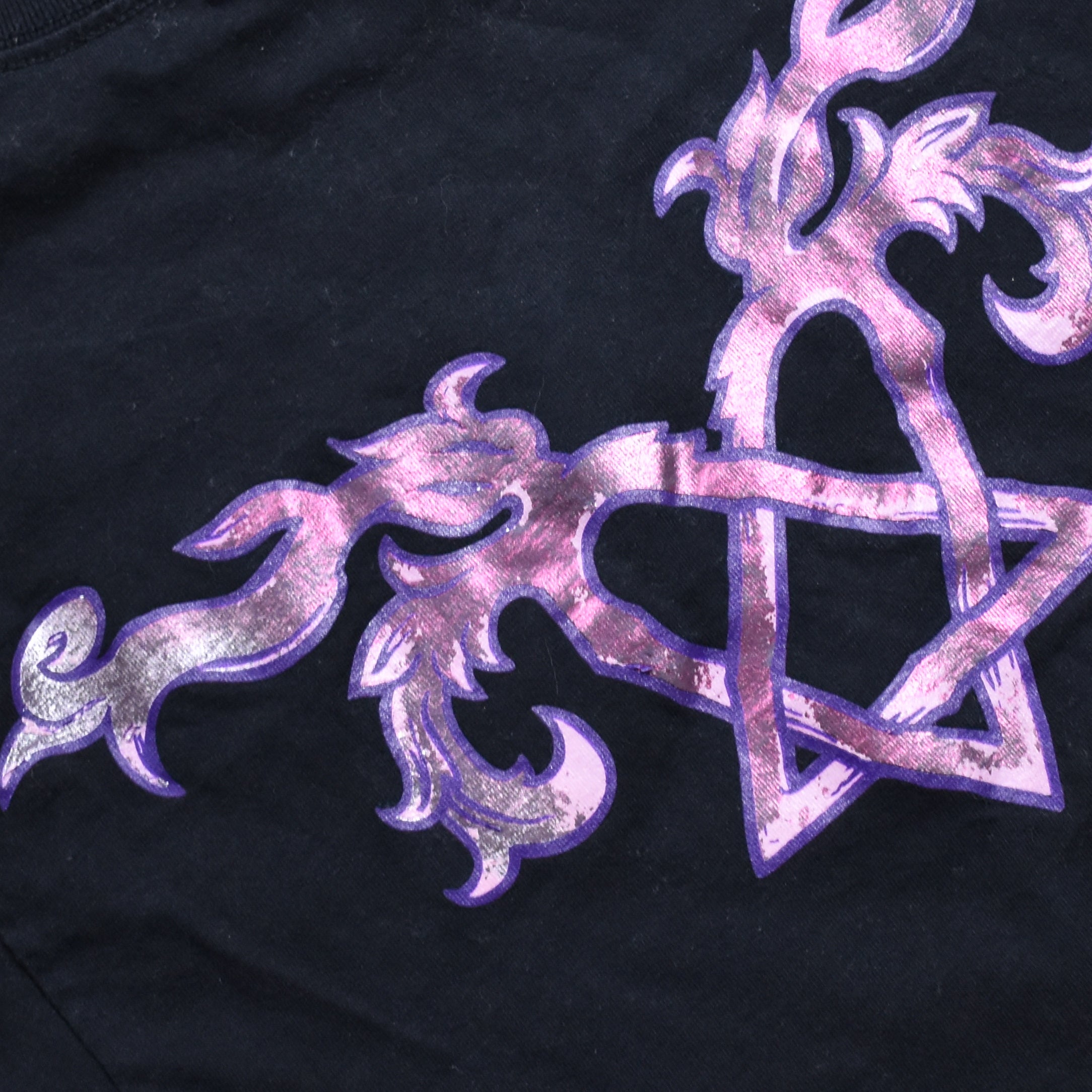 2000s bam margera vintage viva la bam era metallic pink heartagram element skateboards promo t-shirt