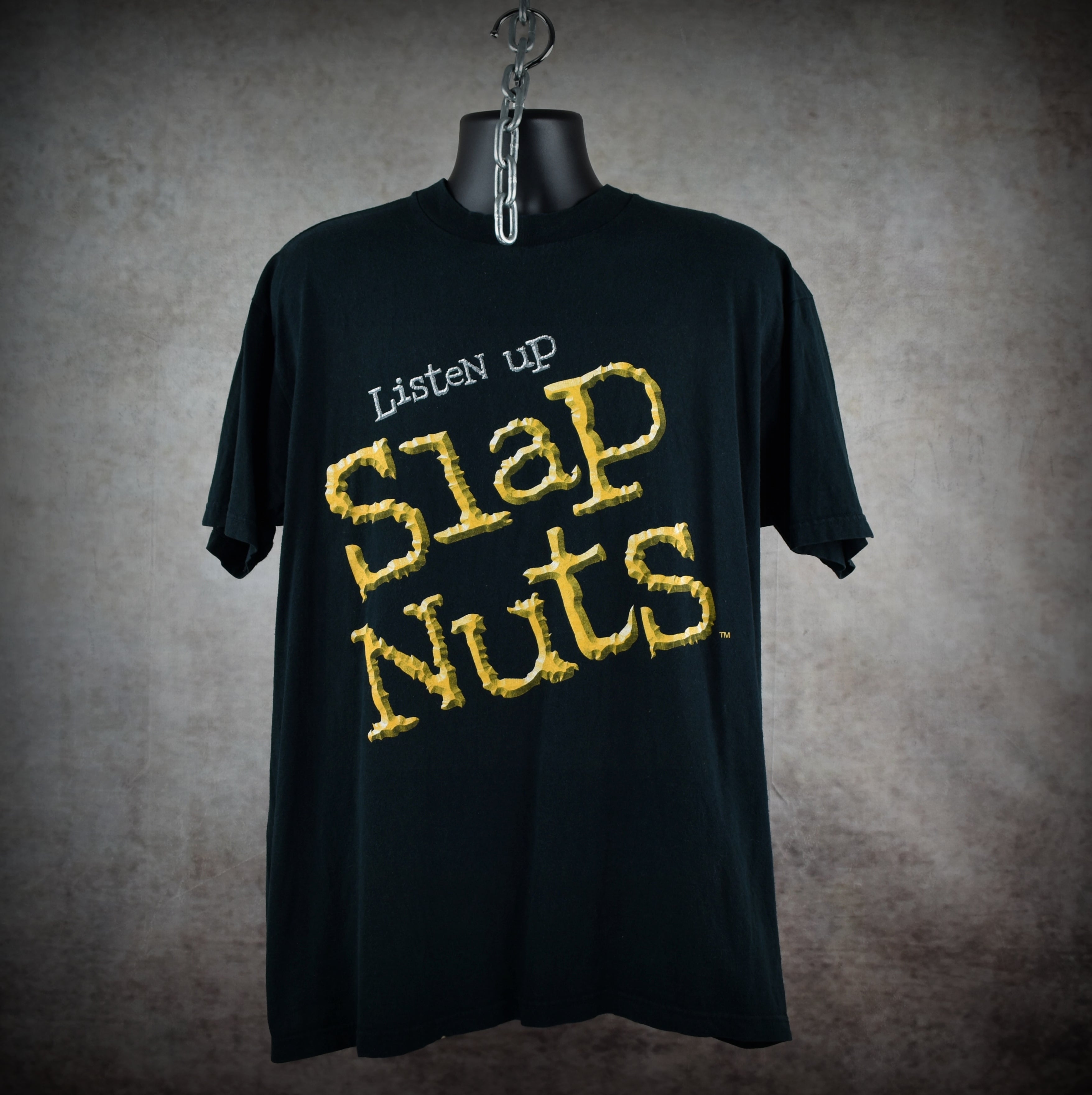 1999 jeff jerrett vintage listen up slap nuts y2k wcw / nwo wrestler promo t-shirt