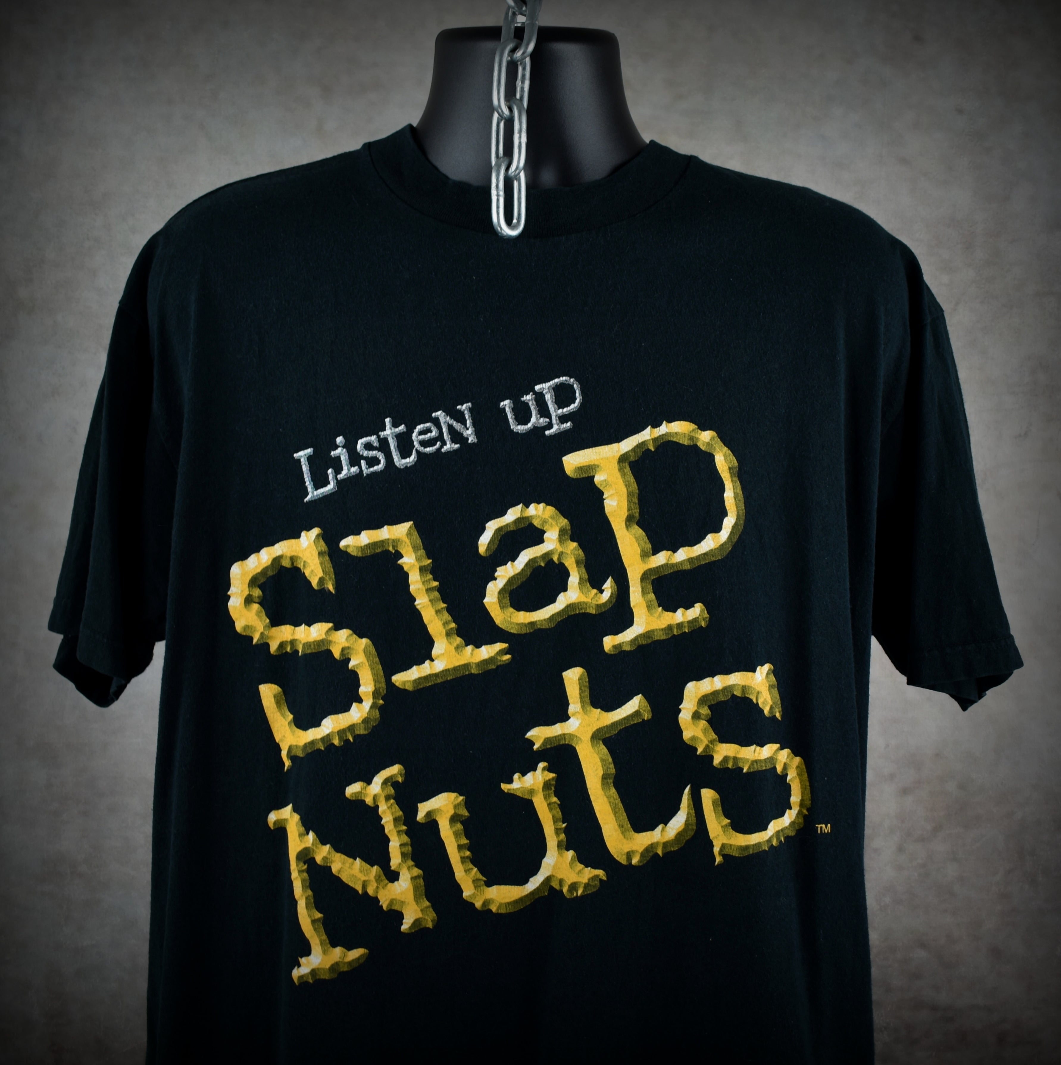 1999 jeff jerrett vintage listen up slap nuts y2k wcw / nwo wrestler promo t-shirt