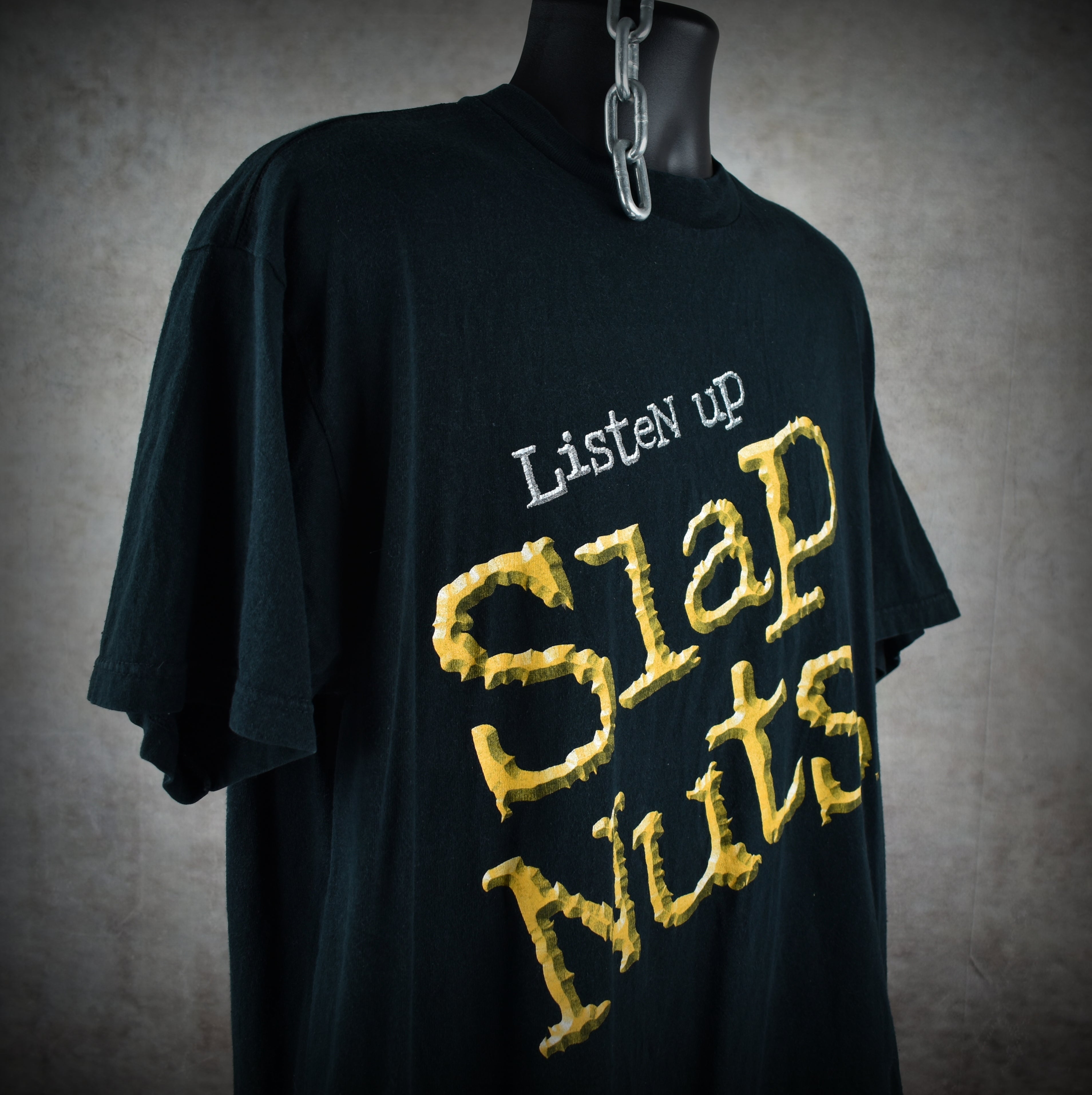 1999 jeff jerrett vintage listen up slap nuts y2k wcw / nwo wrestler promo t-shirt