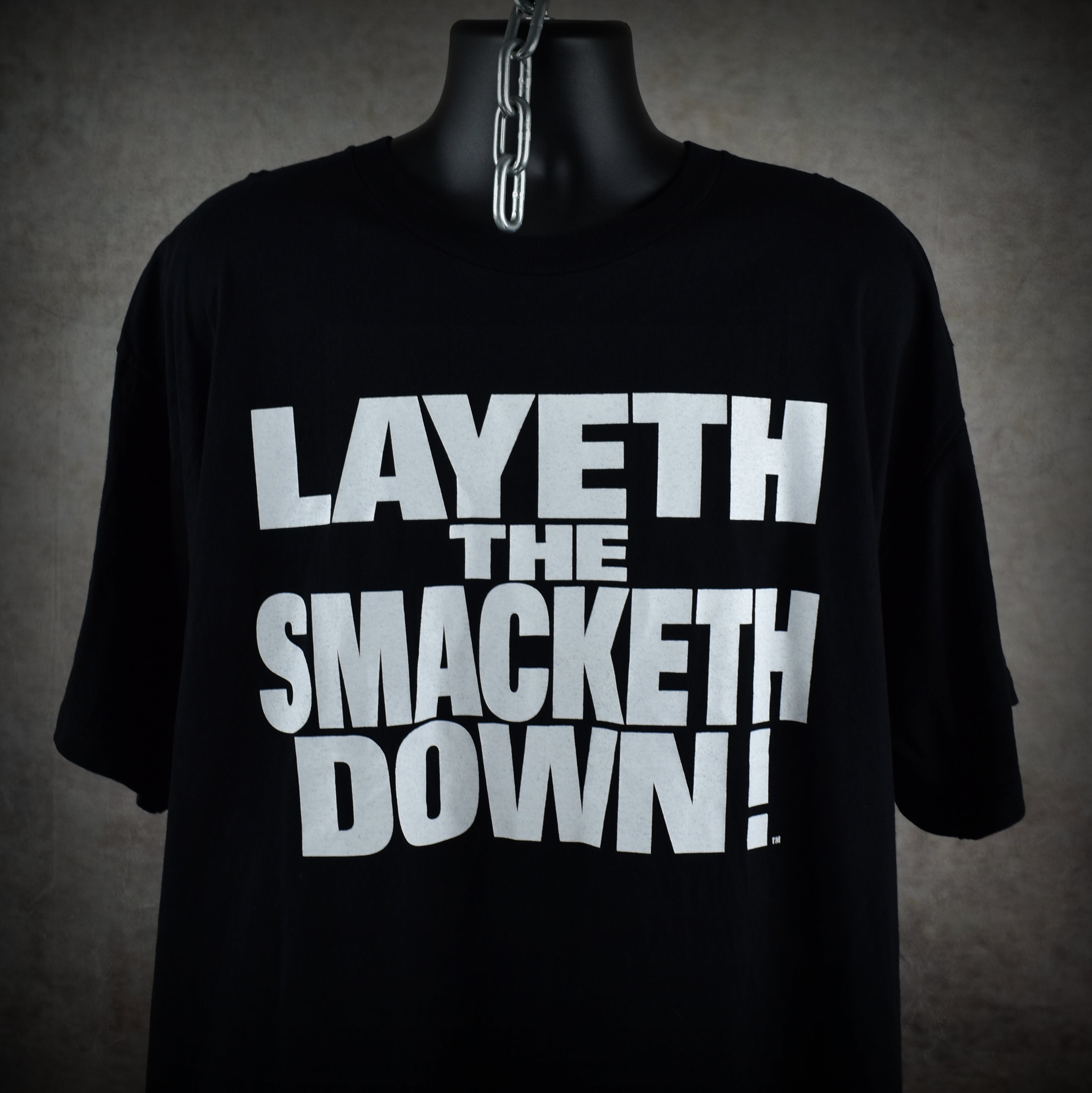 1998 the rock vintage layeth the smacketh down 90s wwf superstar wrestler promo t-shirt