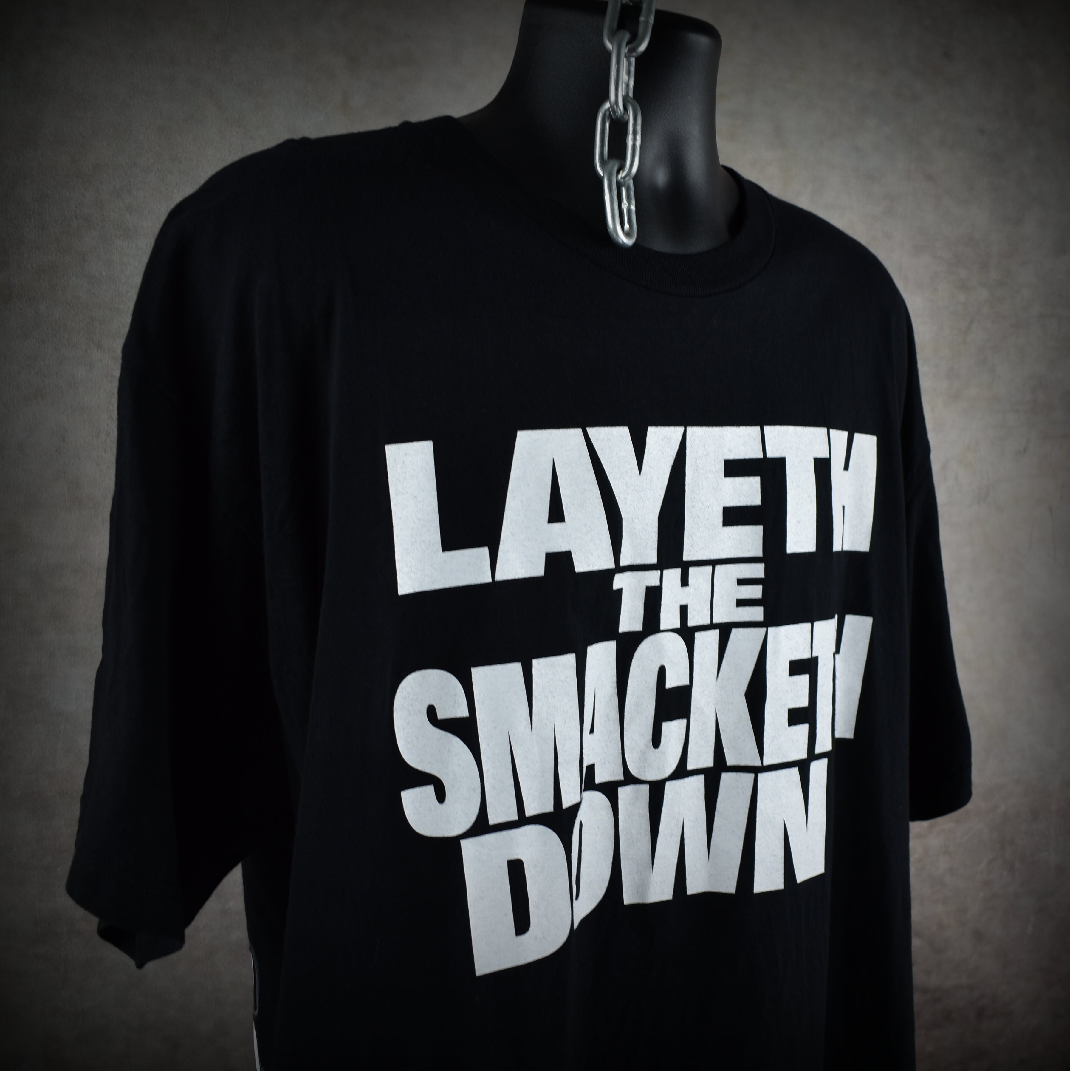 1998 the rock vintage layeth the smacketh down 90s wwf superstar wrestler promo t-shirt