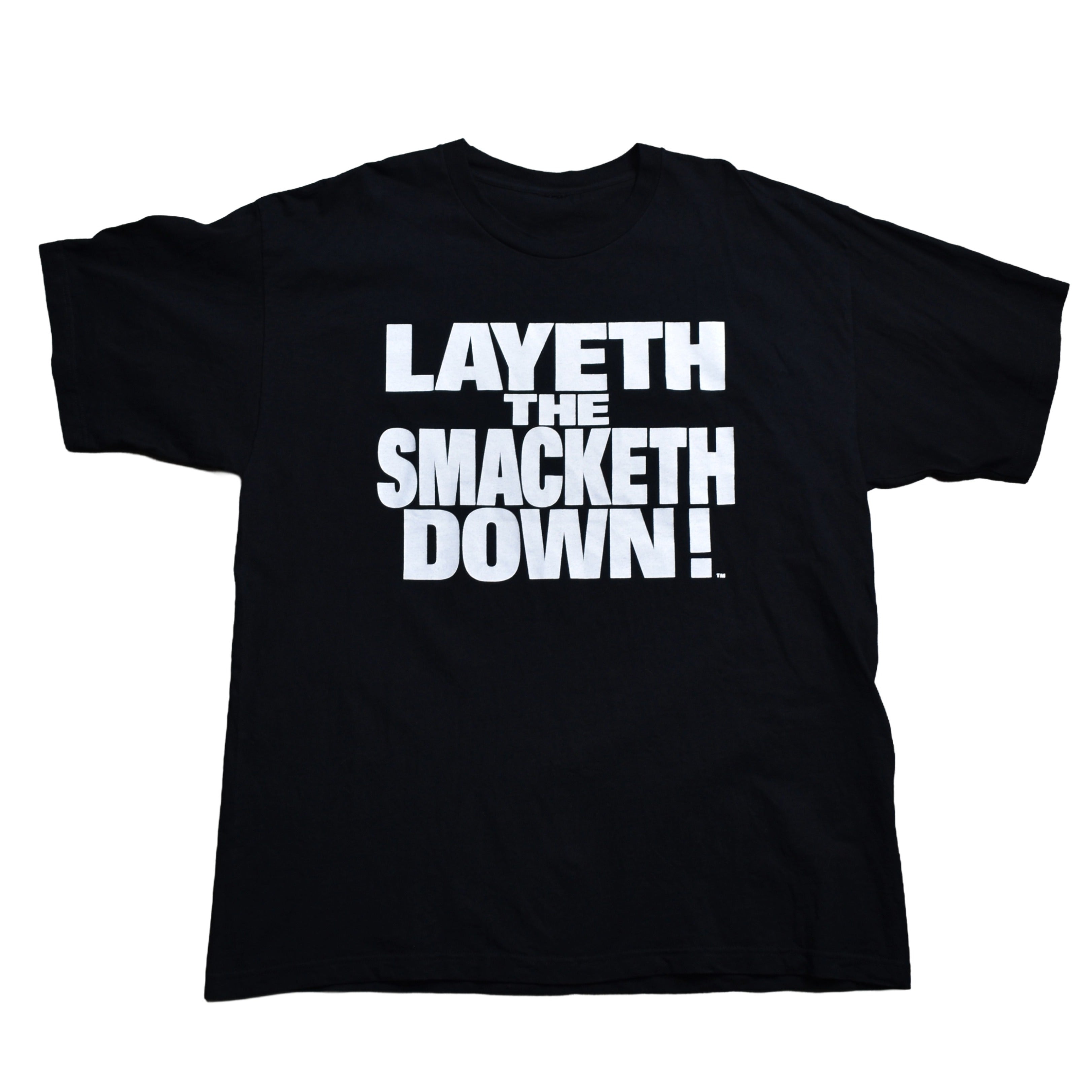 1998 the rock vintage layeth the smacketh down 90s wwf superstar wrestler promo t-shirt
