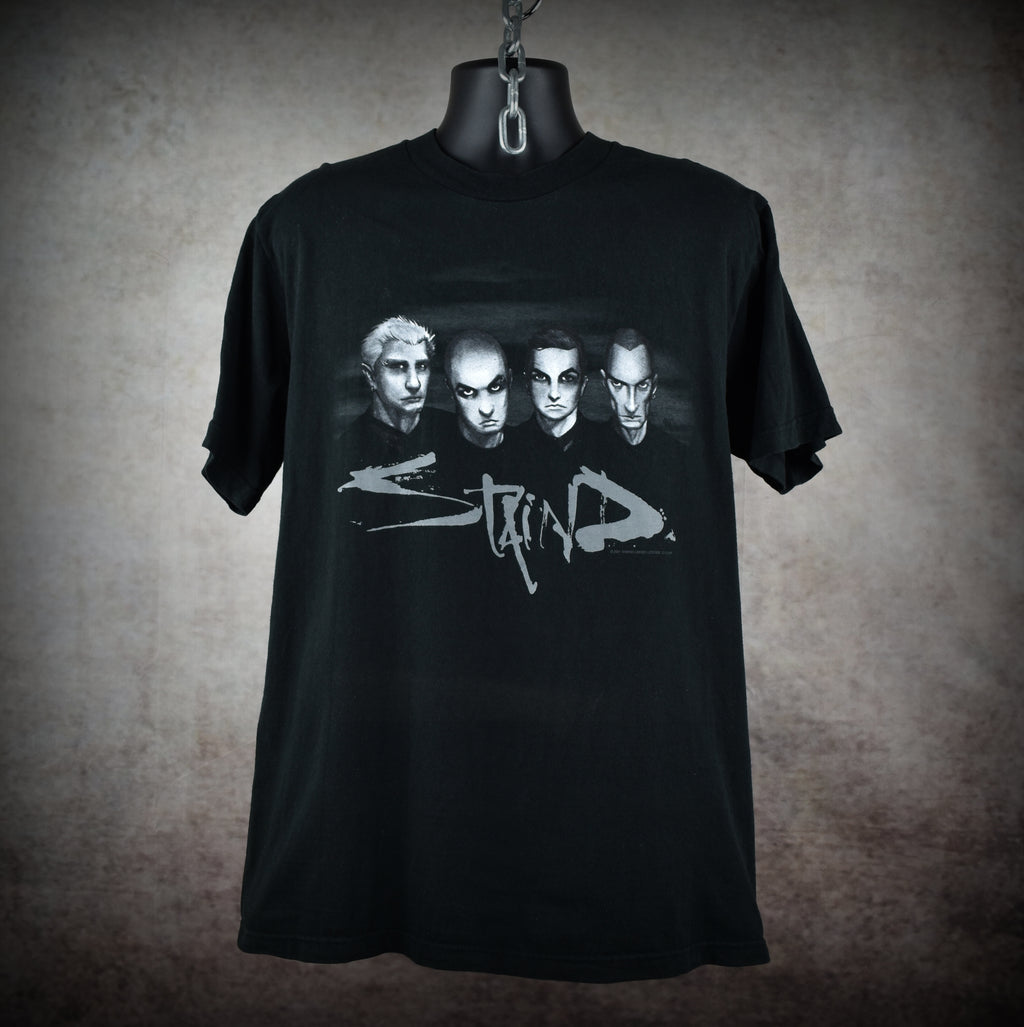2001 staind vintage break the cycle era y2k nü metal band caricature promo t-shirt