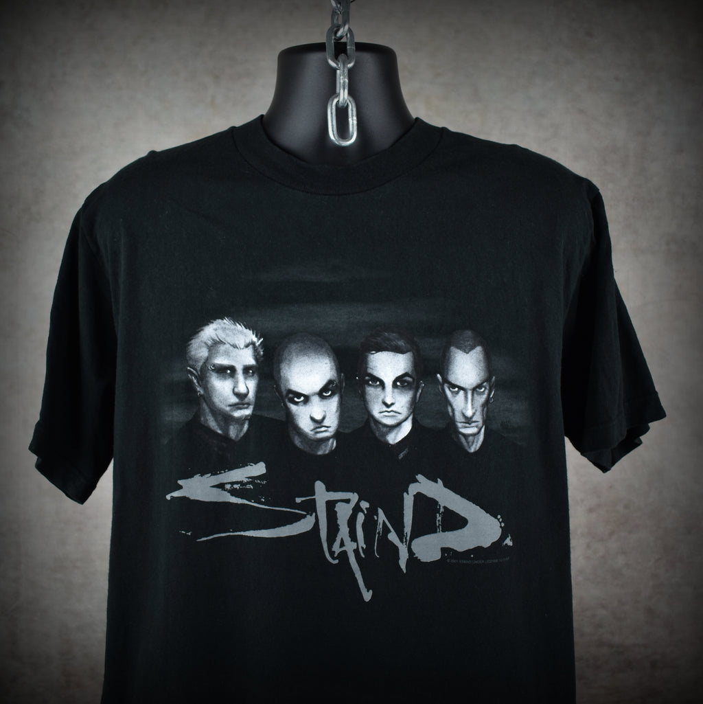 2001 staind vintage break the cycle era y2k nü metal band caricature promo t-shirt
