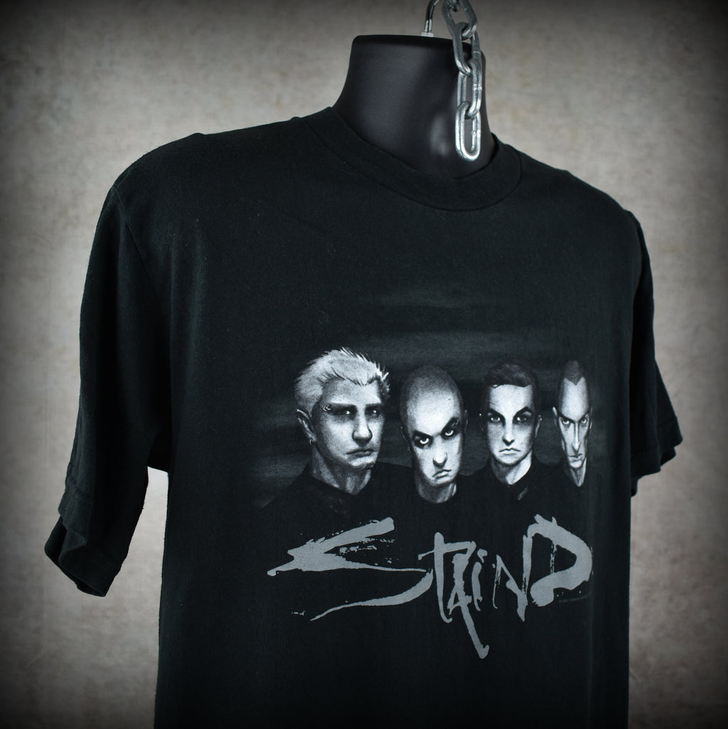 2001 staind vintage break the cycle era y2k nü metal band caricature promo t-shirt