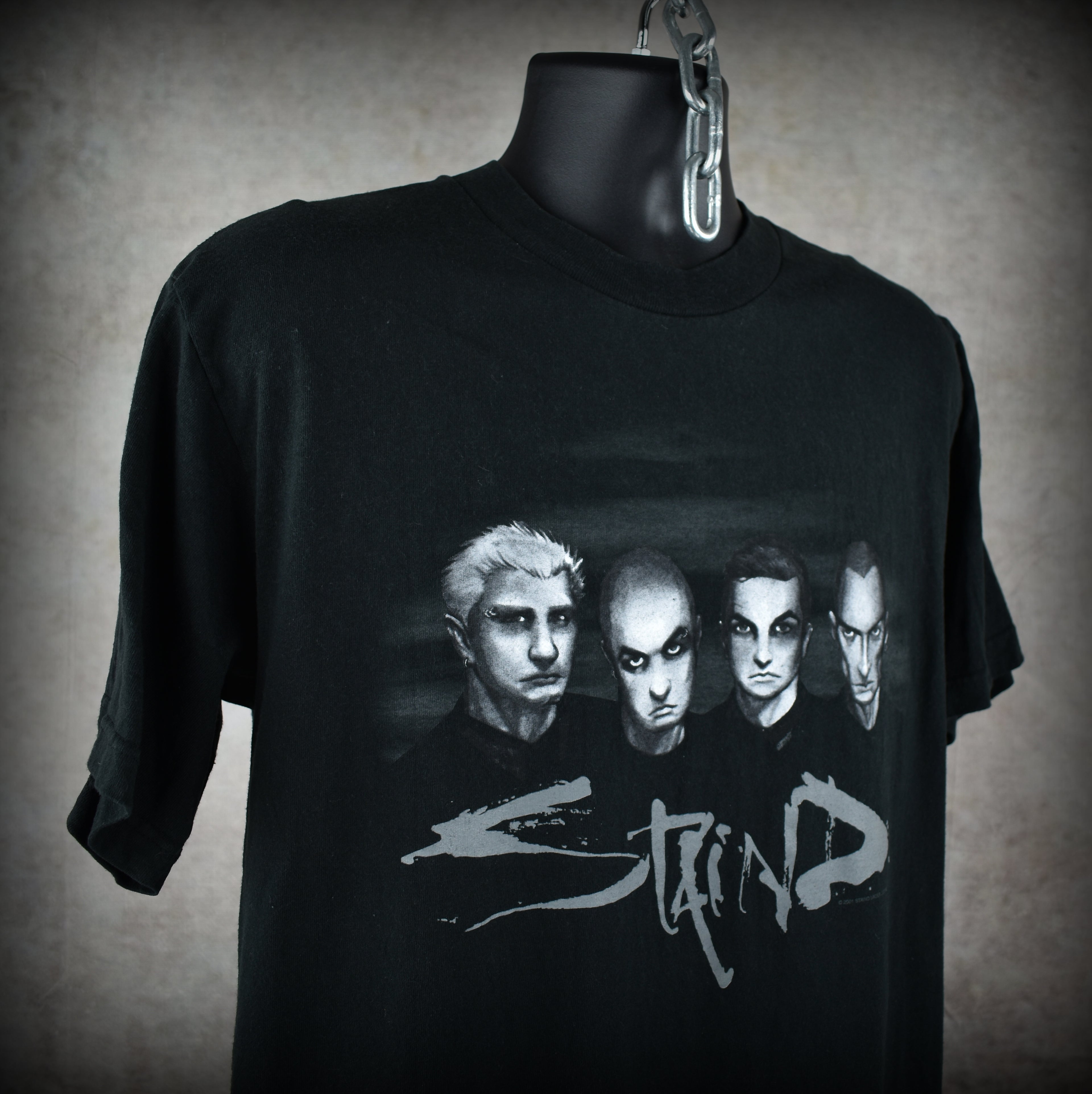 2001 staind vintage break the cycle era y2k nü metal band caricature promo t-shirt