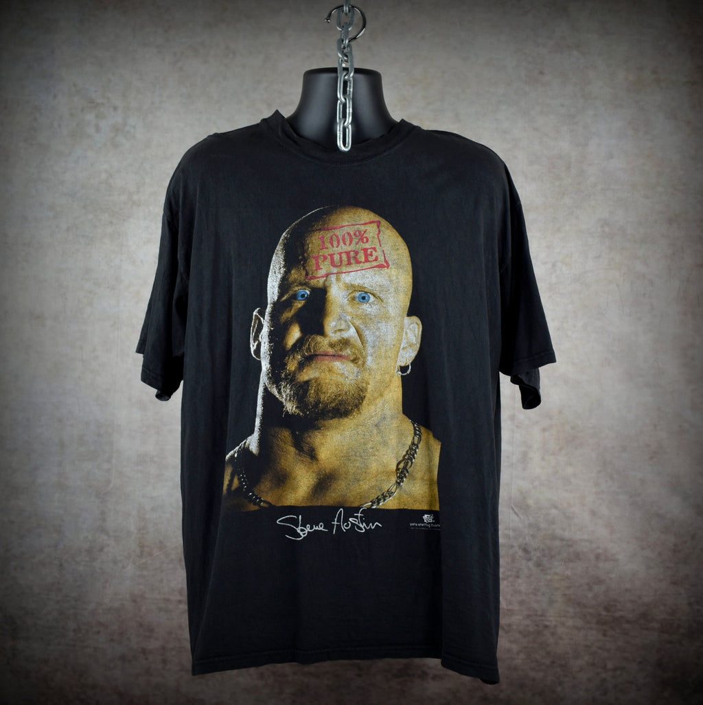 1998 stone cold steve austin vintage 100% pure iconic 90s wwf wrestler big face promo t-shirt
