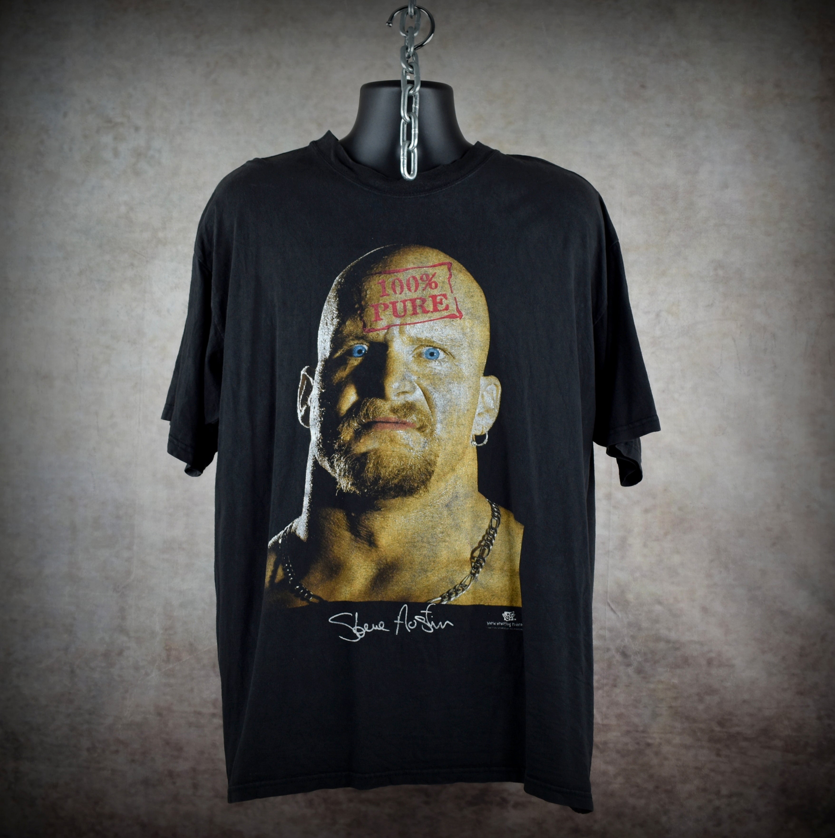 1998 stone cold steve austin vintage 100% pure iconic 90s wwf wrestler big face promo t-shirt