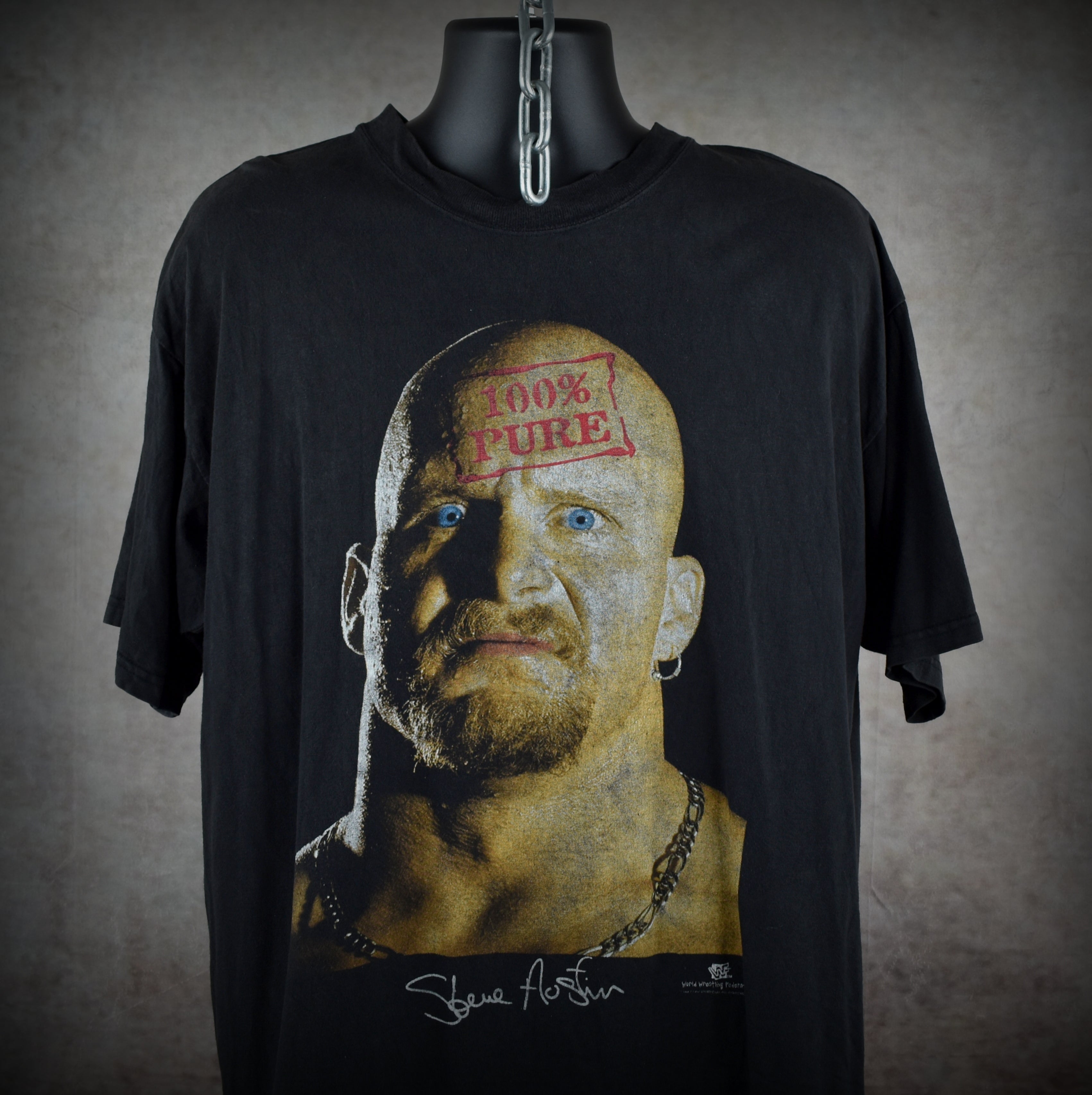 1998 stone cold steve austin vintage 100% pure iconic 90s wwf wrestler big face promo t-shirt