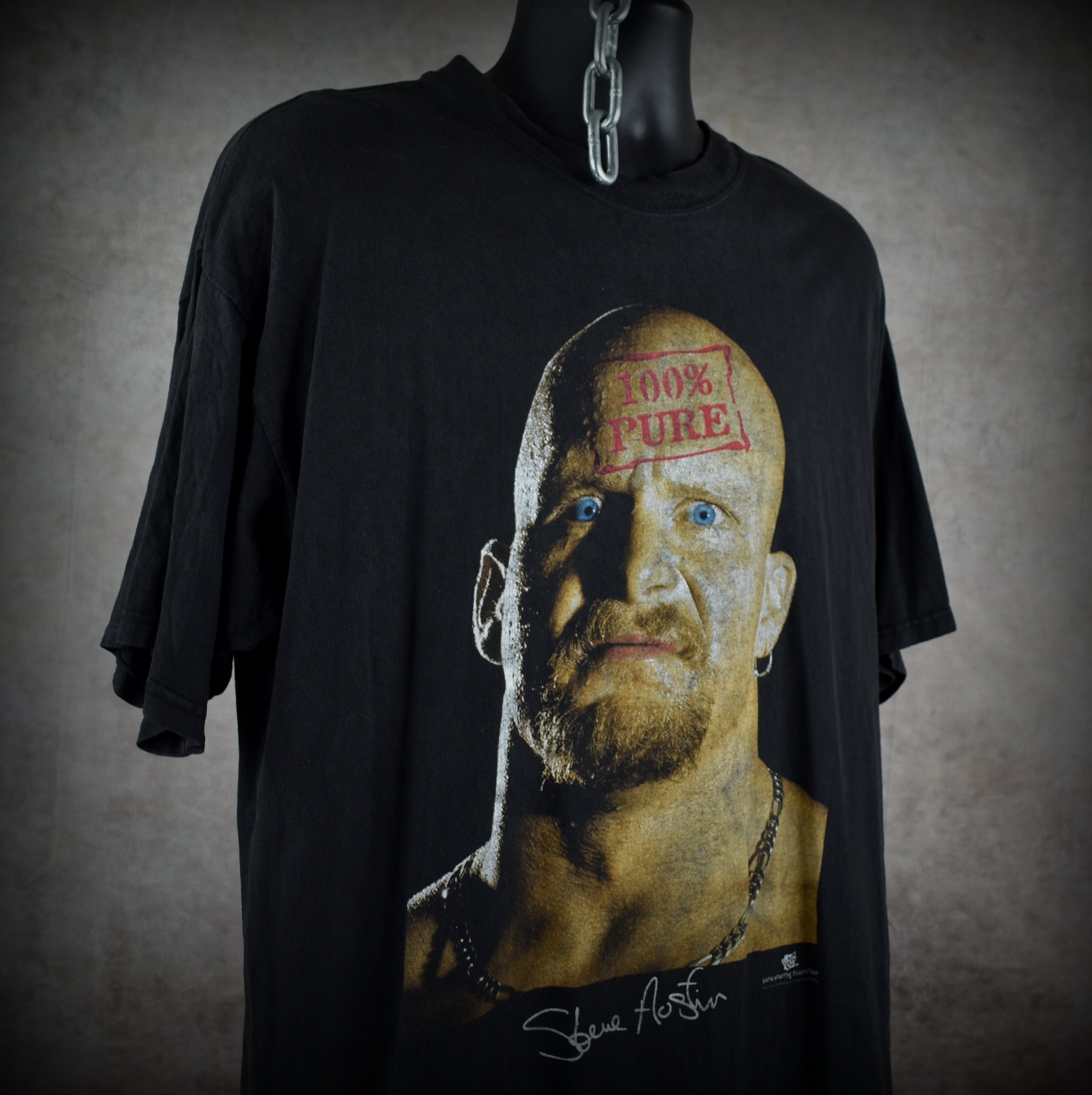 1998 stone cold steve austin vintage 100% pure iconic 90s wwf wrestler big face promo t-shirt
