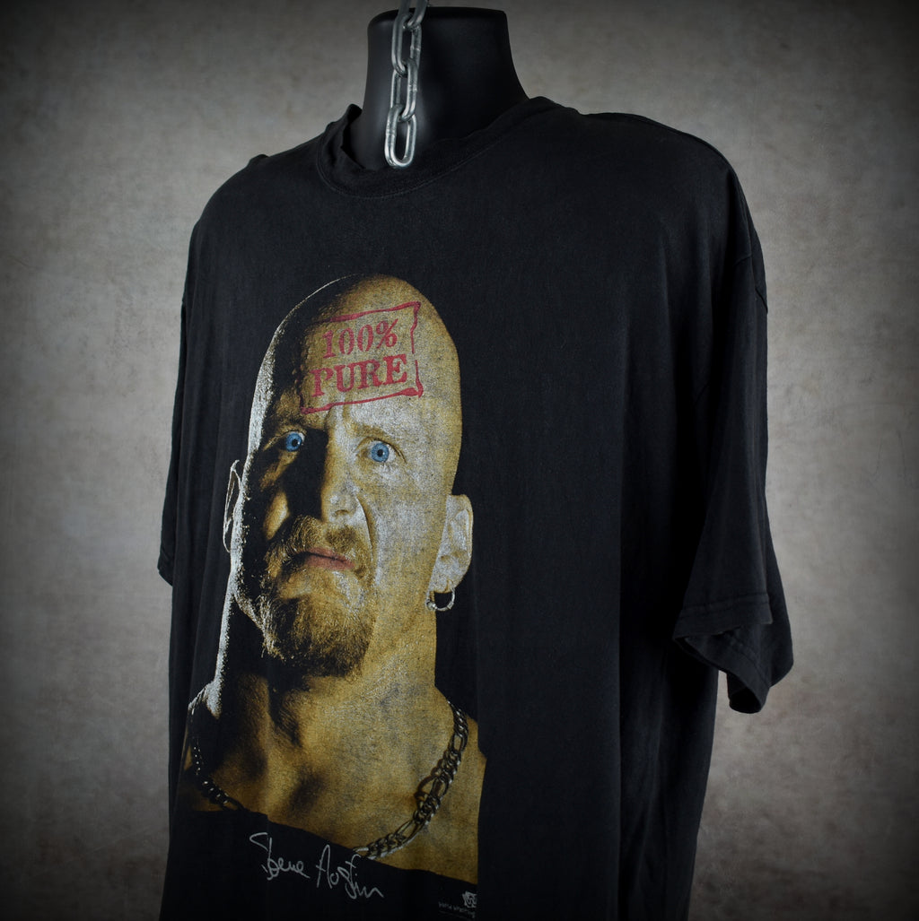 1998 stone cold steve austin vintage 100% pure iconic 90s wwf wrestler big face promo t-shirt