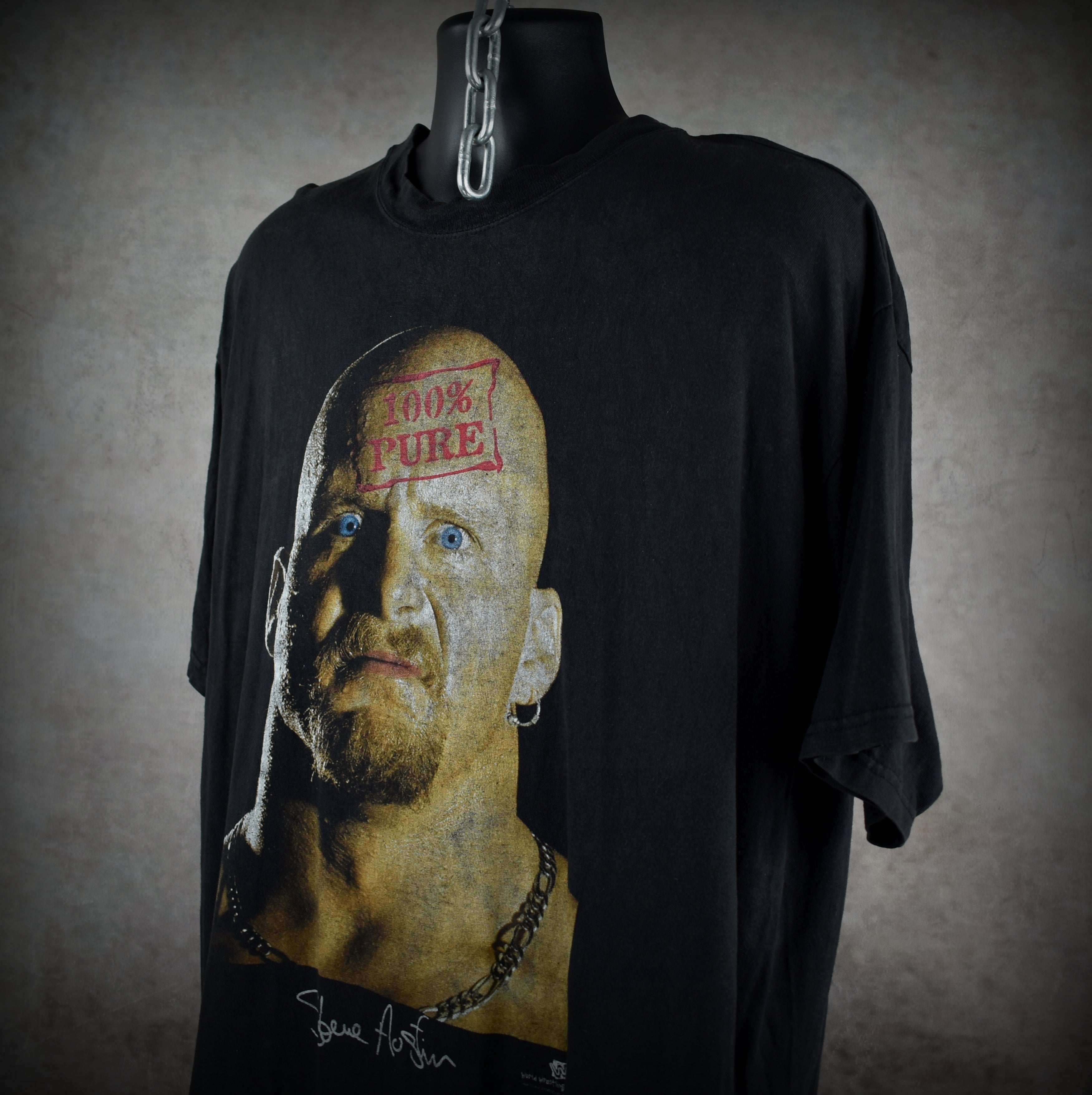 1998 stone cold steve austin vintage 100% pure iconic 90s wwf wrestler big face promo t-shirt
