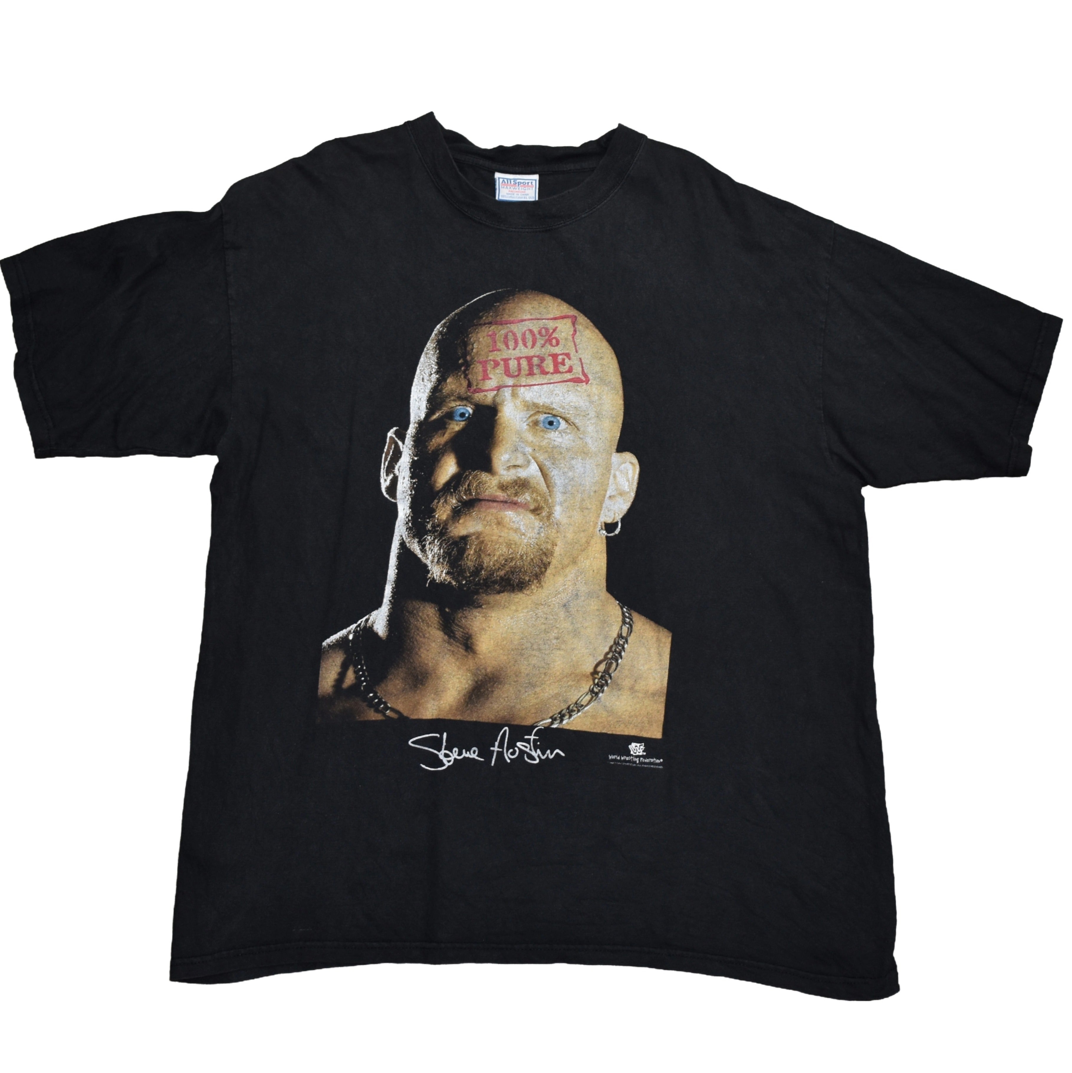 1998 stone cold steve austin vintage 100% pure iconic 90s wwf wrestler big face promo t-shirt