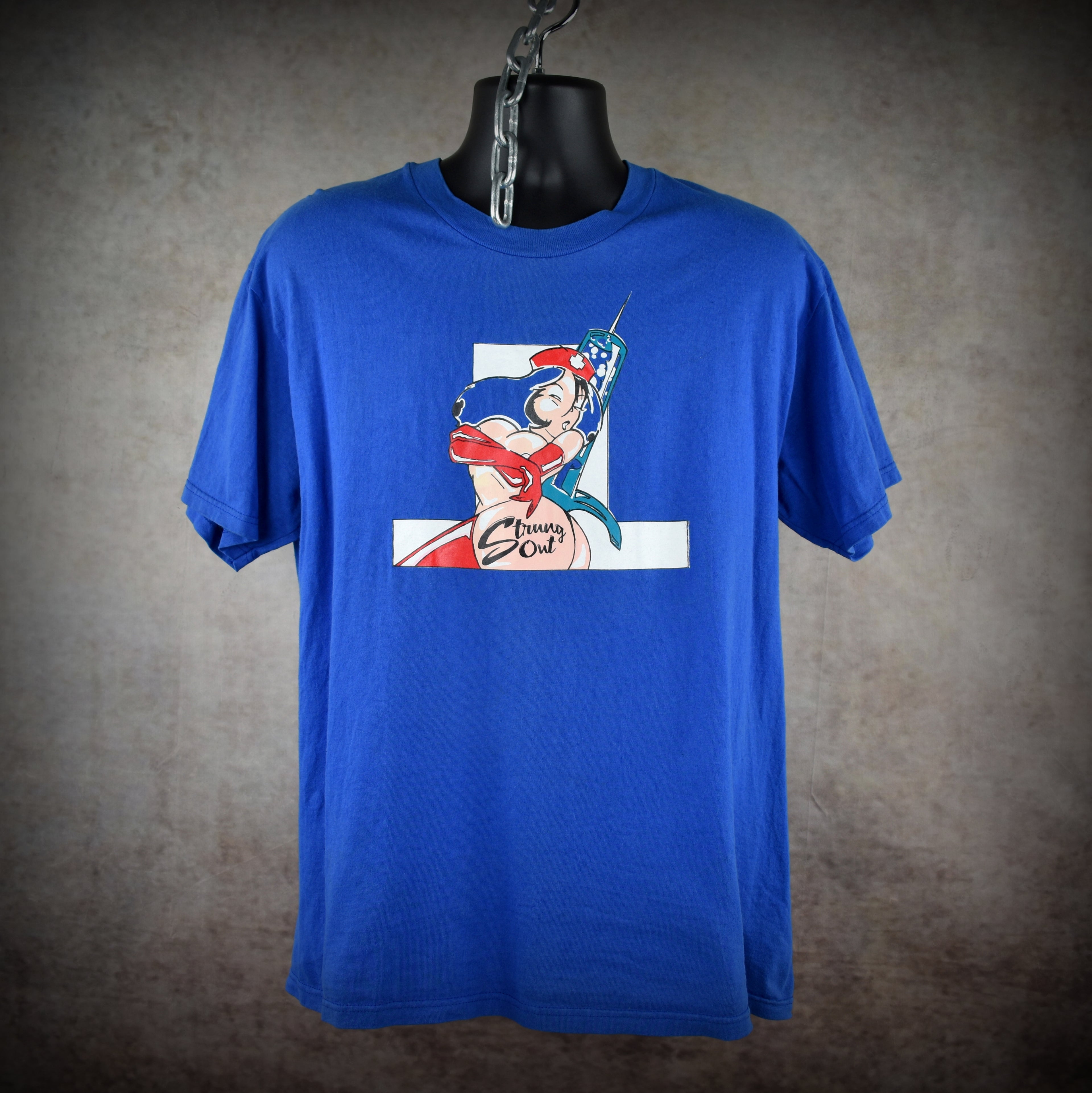 1998 strung out vintage twisted by design era hook-ups style anime nurse 90s melodic hardcore band t-shirt