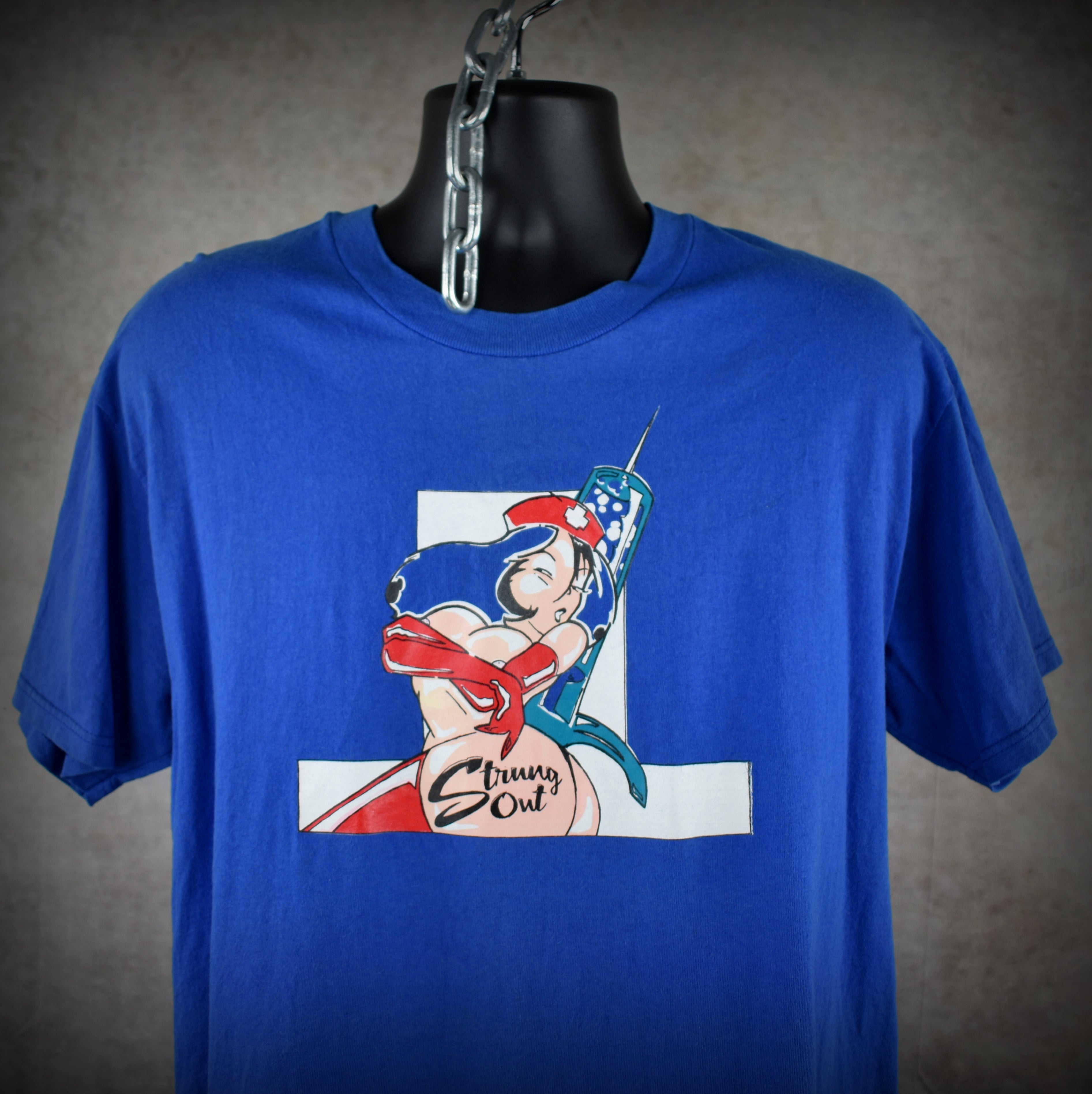 1998 strung out vintage twisted by design era hook-ups style anime nurse 90s melodic hardcore band t-shirt