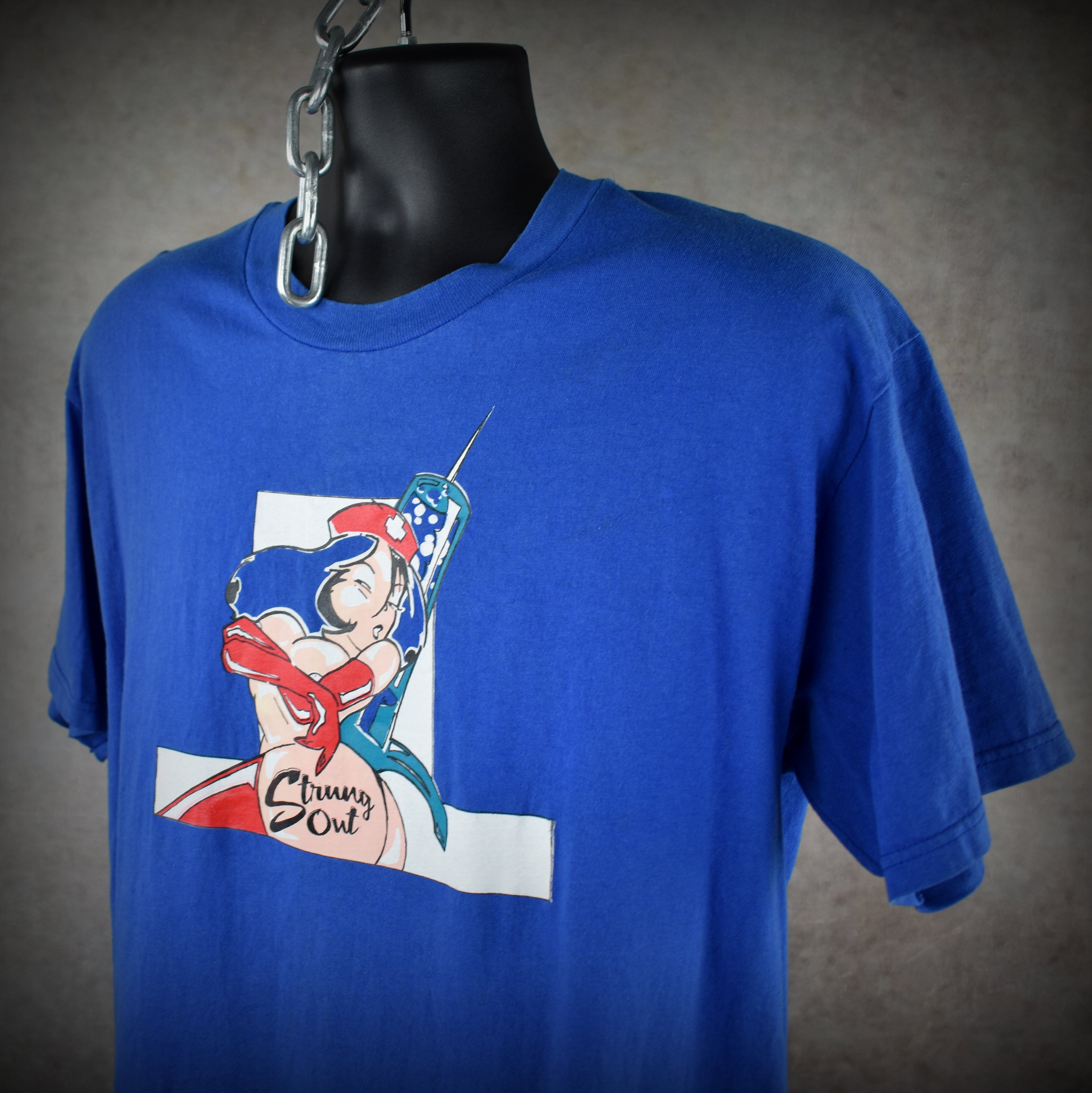 1998 strung out vintage twisted by design era hook-ups style anime nurse 90s melodic hardcore band t-shirt
