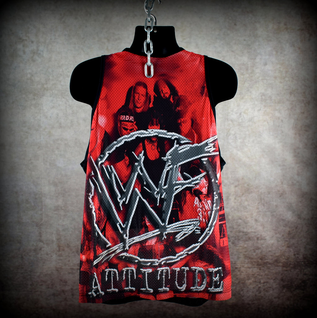 1999 world wrestling federation vintage stone cold + dx + the headbangers all over print 90s wrestling promo mesh tank top