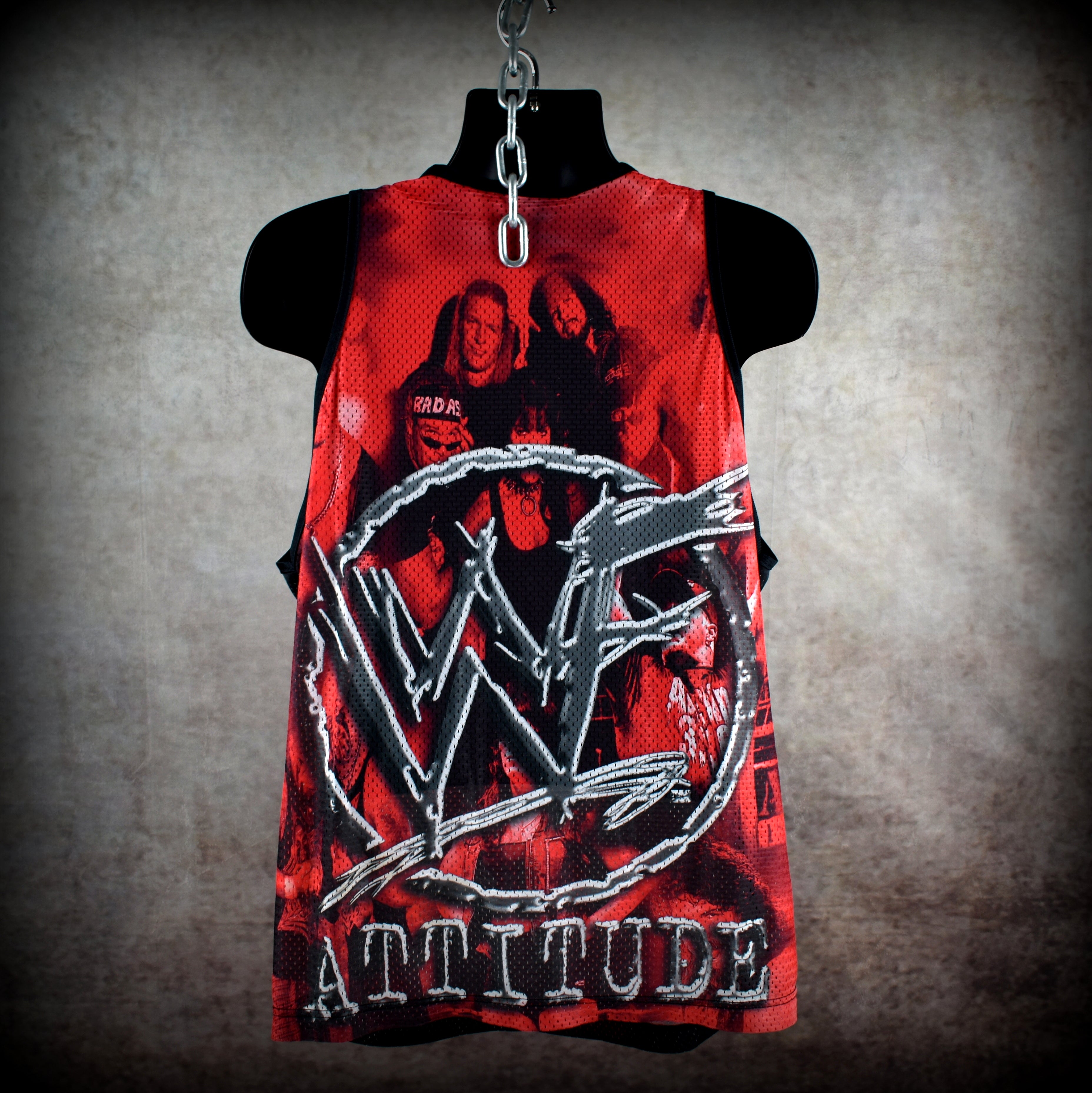 1999 world wrestling federation vintage stone cold + dx + the headbangers all over print 90s wrestling promo mesh tank top