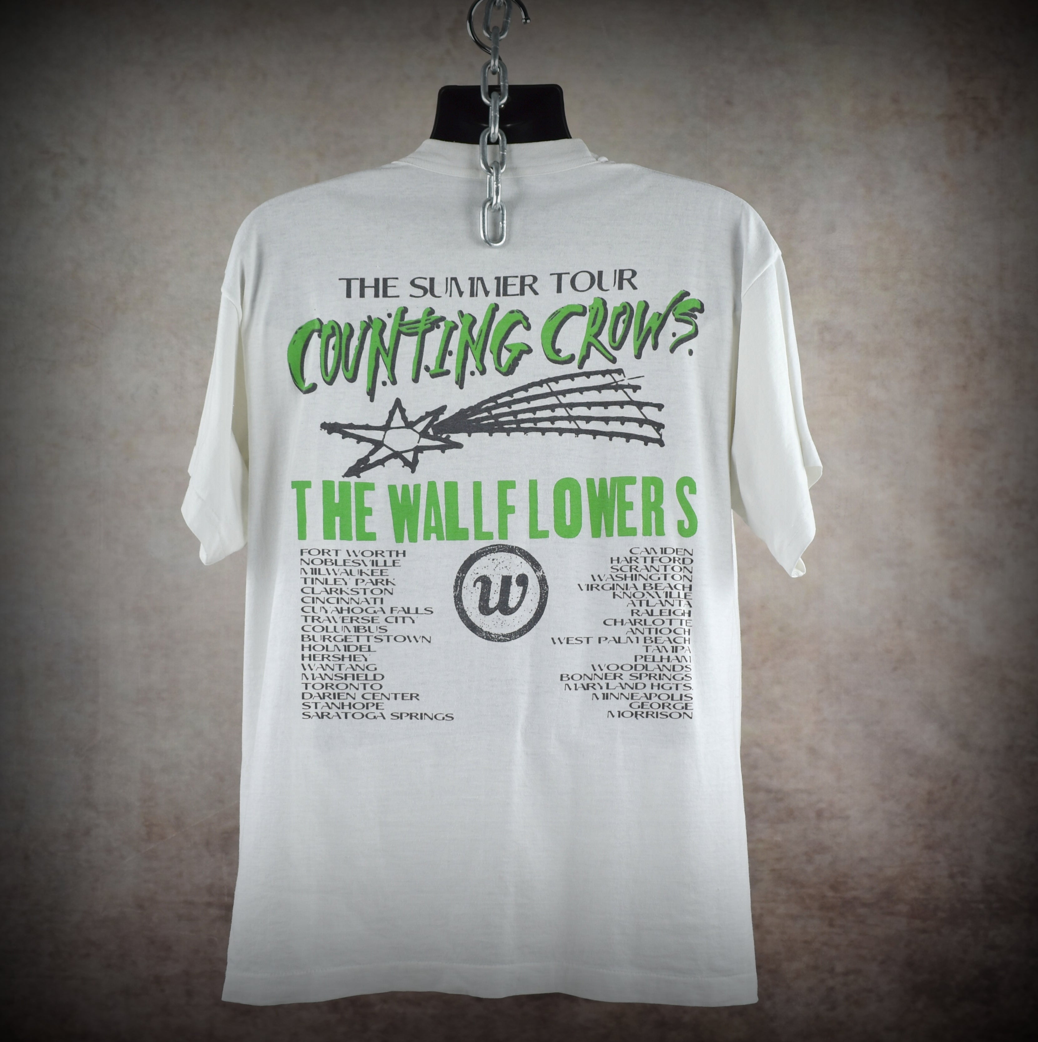1997 the wallflowers + counting crows vintage alt rock rap tee classic 90s bootleg concert t-shirt