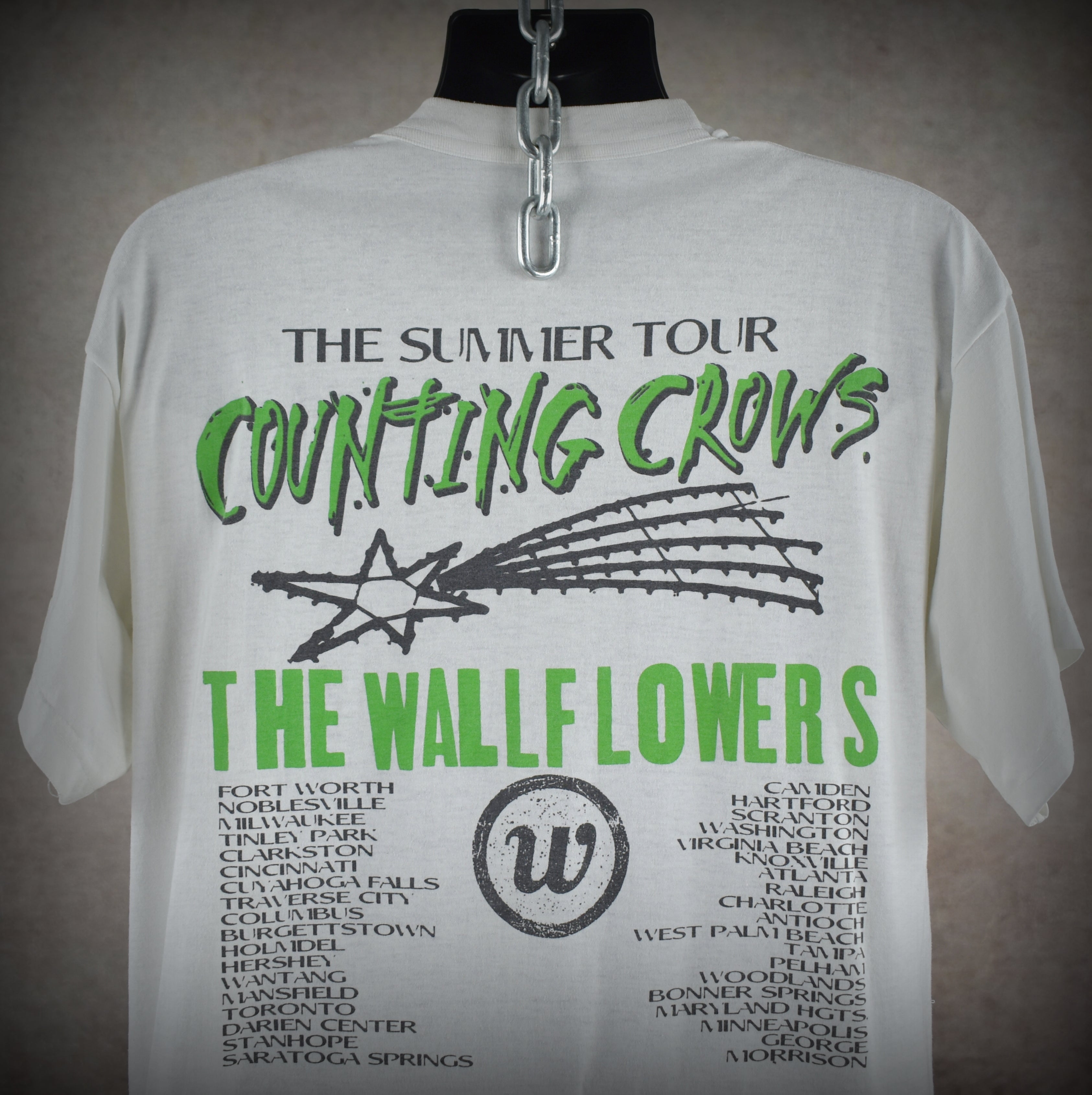 1997 the wallflowers + counting crows vintage alt rock rap tee classic 90s bootleg concert t-shirt