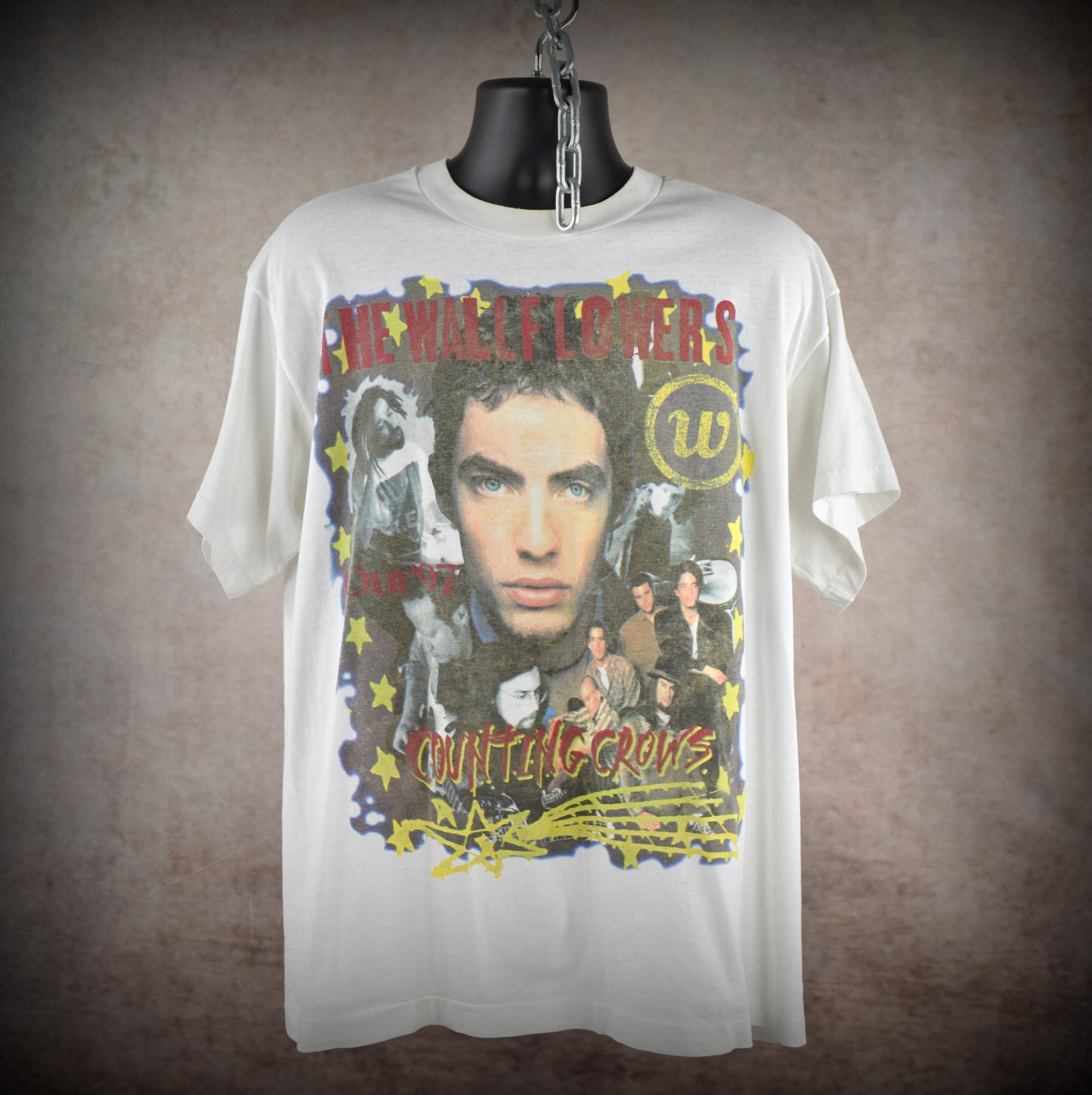 1997 the wallflowers + counting crows vintage alt rock rap tee classic 90s bootleg concert t-shirt