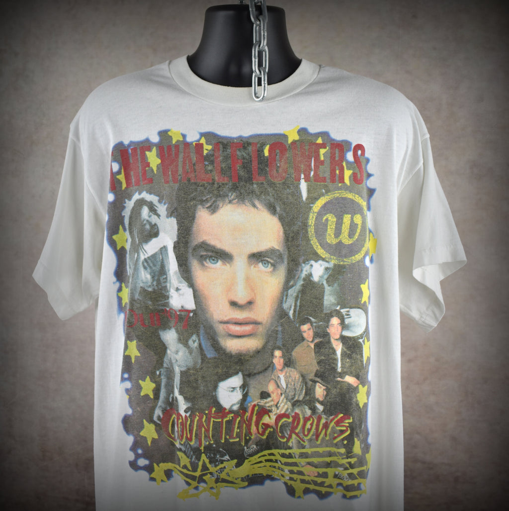 1997 the wallflowers + counting crows vintage alt rock rap tee classic 90s bootleg concert t-shirt