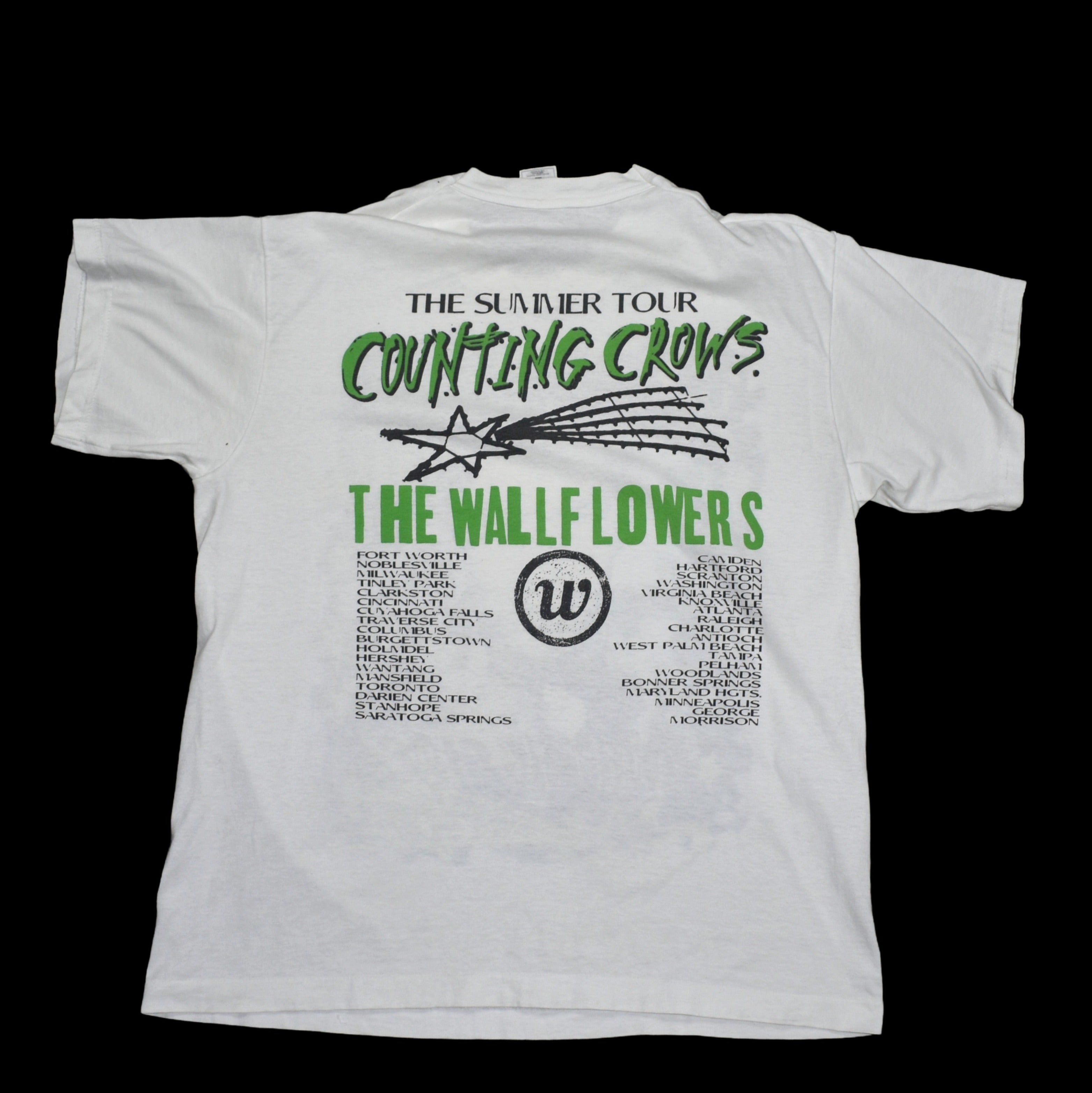 1997 the wallflowers + counting crows vintage alt rock rap tee classic 90s bootleg concert t-shirt