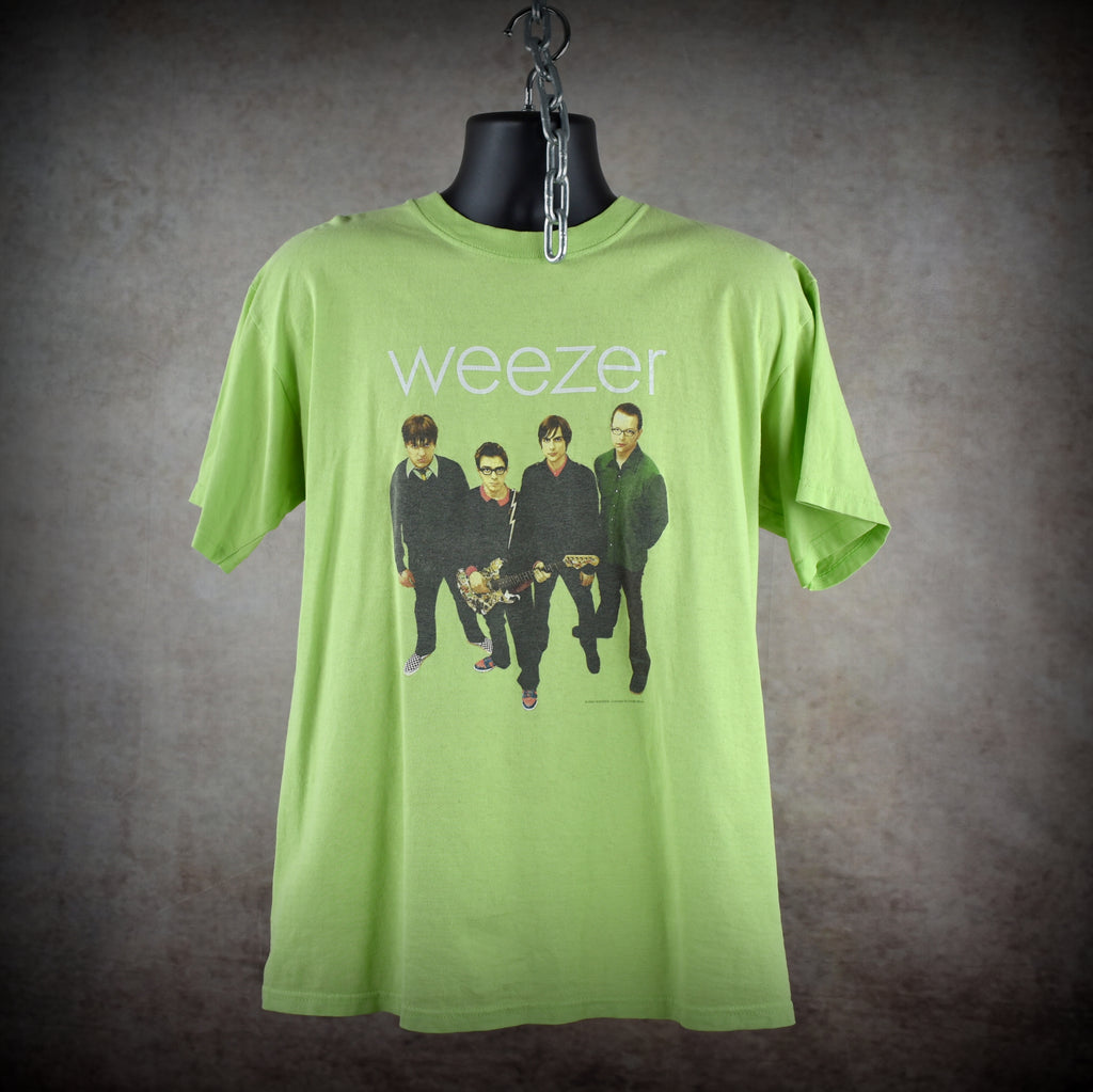 2001 weezer vintage green album iconic y2k power pop album promo band t-shirt