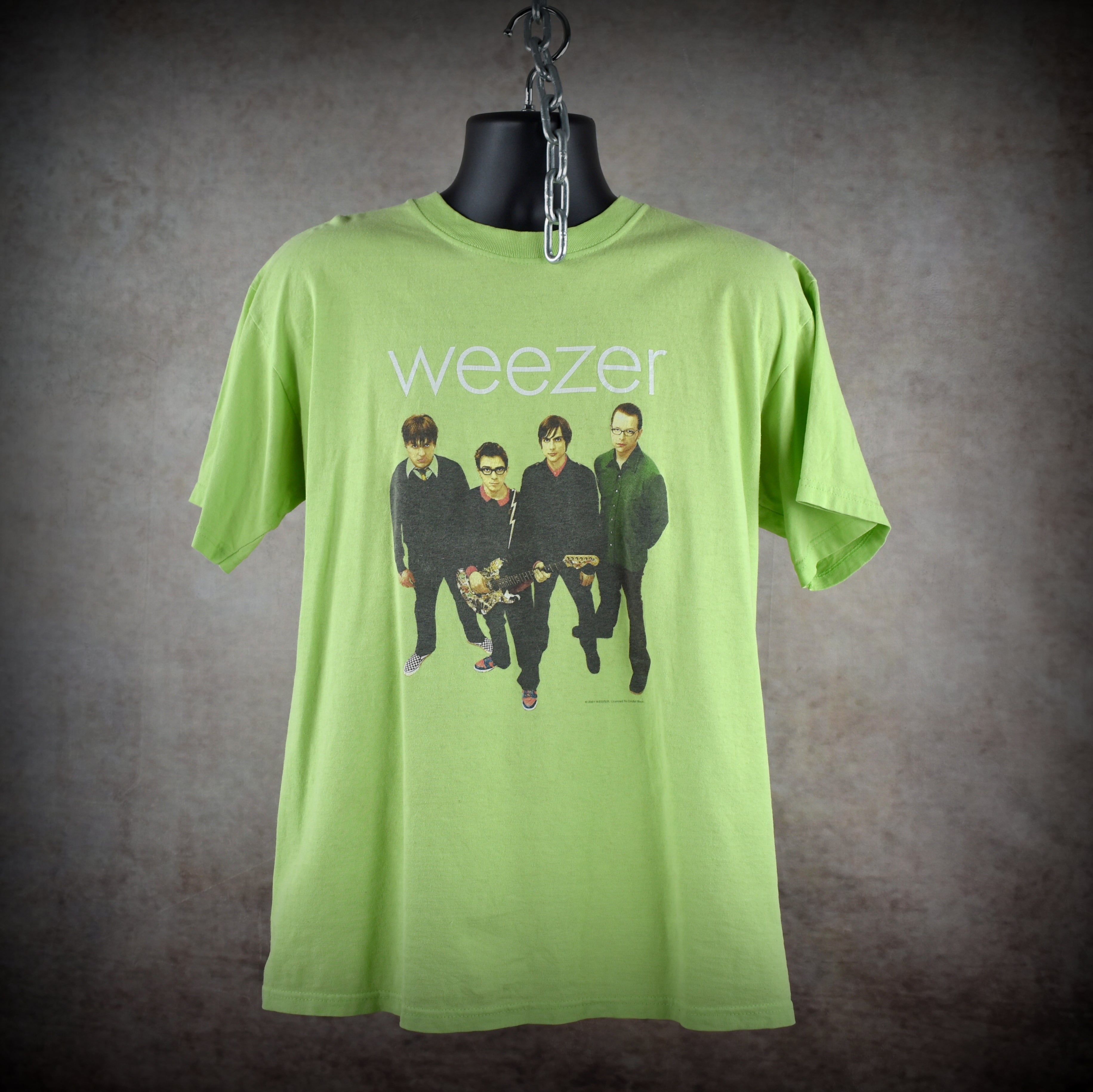 2001 weezer vintage green album iconic y2k power pop album promo band t-shirt