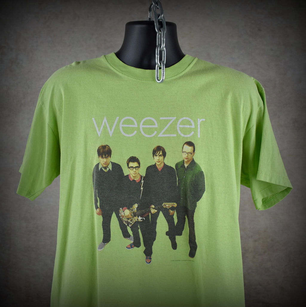 2001 weezer vintage green album iconic y2k power pop album promo band t-shirt