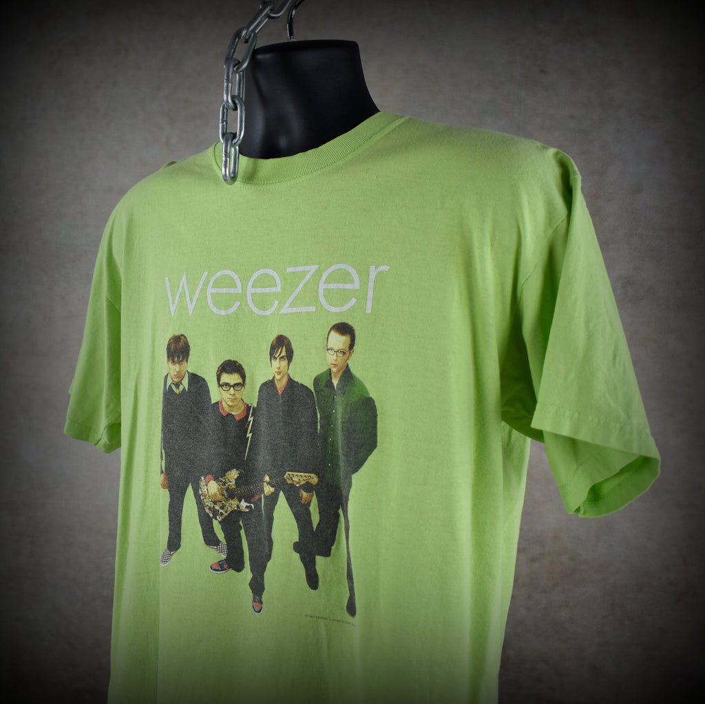 2001 weezer vintage green album iconic y2k power pop album promo band t-shirt