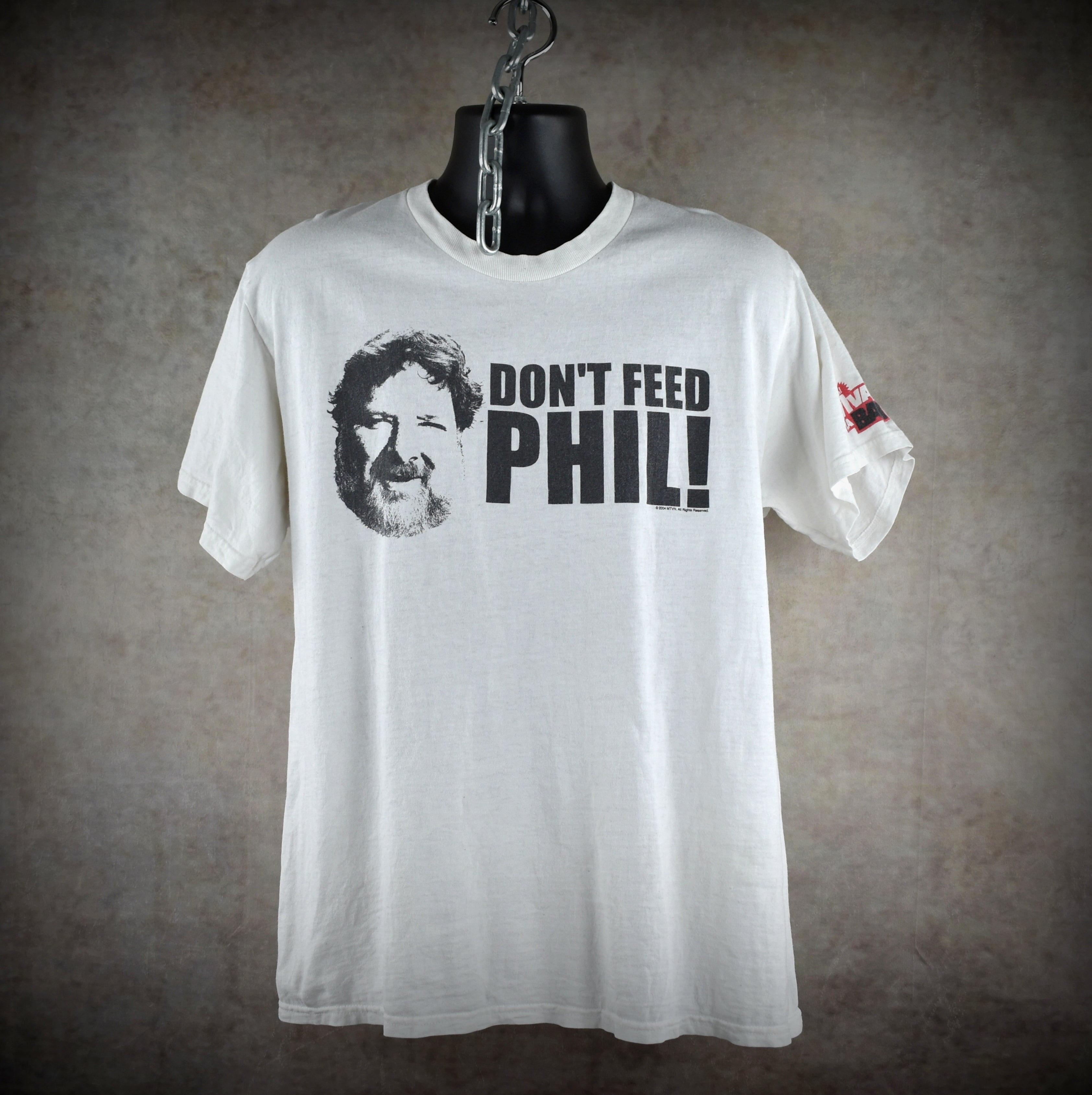 2004 don't feed phil vintage s1:e2 viva la bam iconic 00s bam margera mtv tv show promo t-shirt