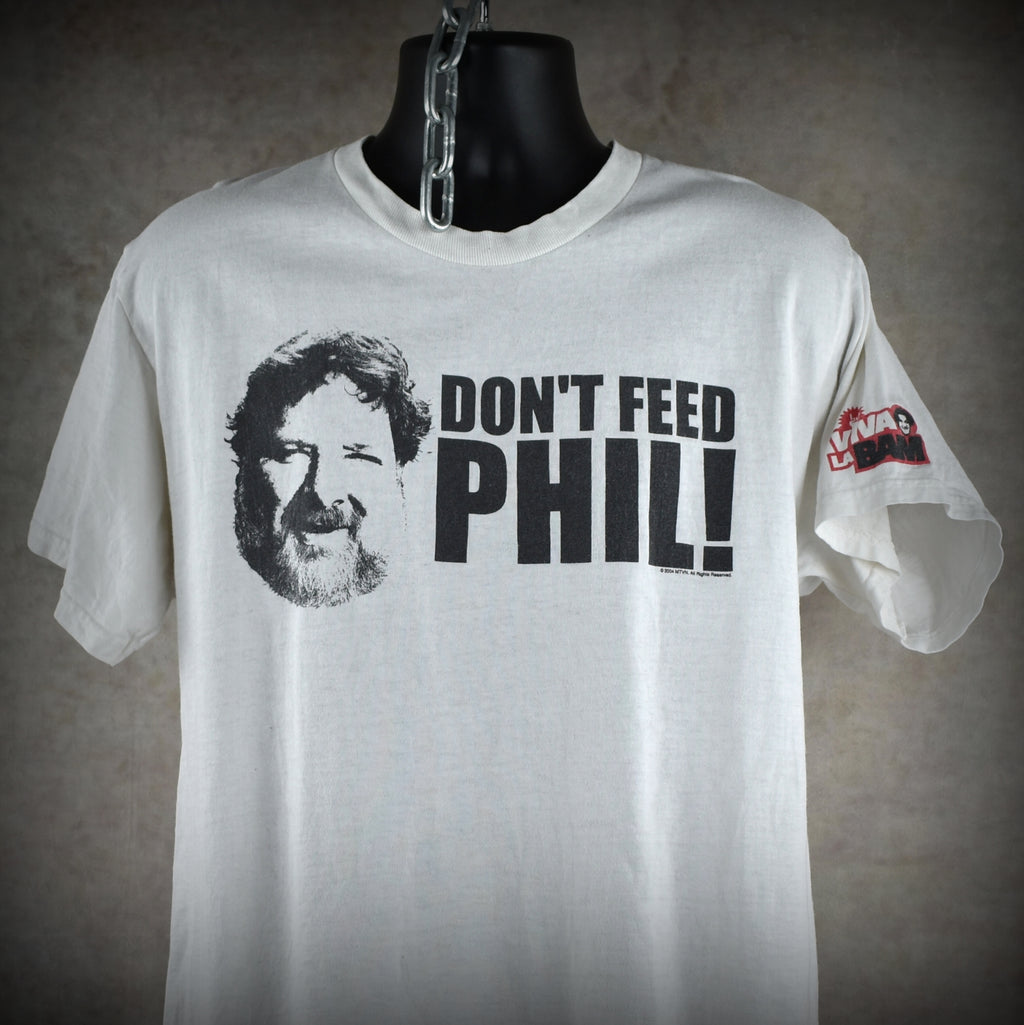 2004 don't feed phil vintage s1:e2 viva la bam iconic 00s bam margera mtv tv show promo t-shirt