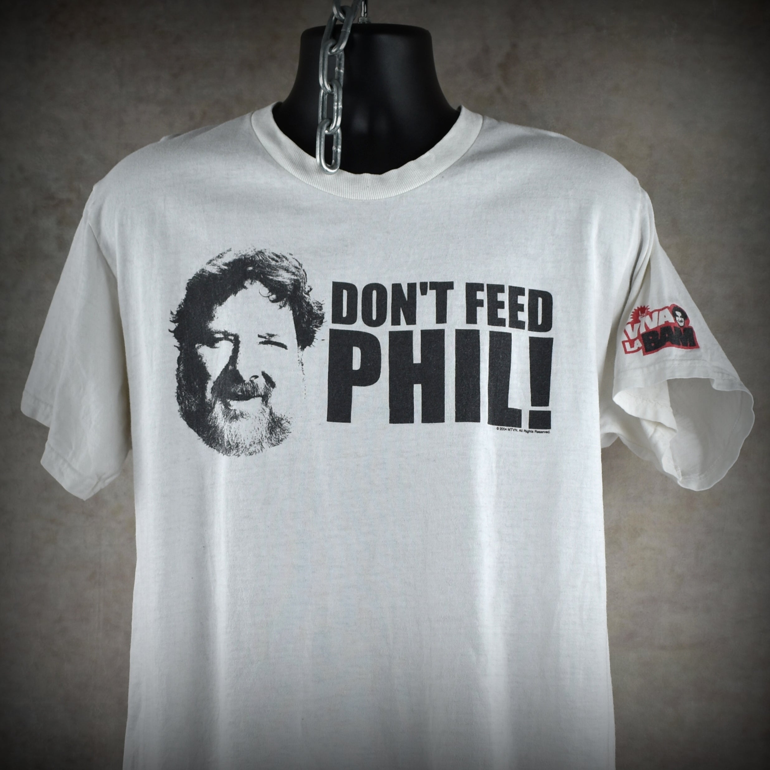 2004 don't feed phil vintage s1:e2 viva la bam iconic 00s bam margera mtv tv show promo t-shirt